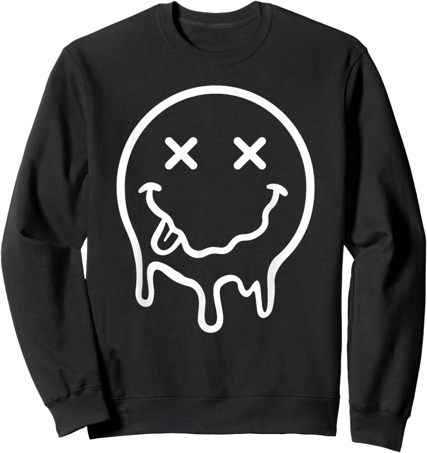 Melting Smile Face Funny Smiling Melted Dripping Face Cute Sweatshirt - Sweatshirt | Black