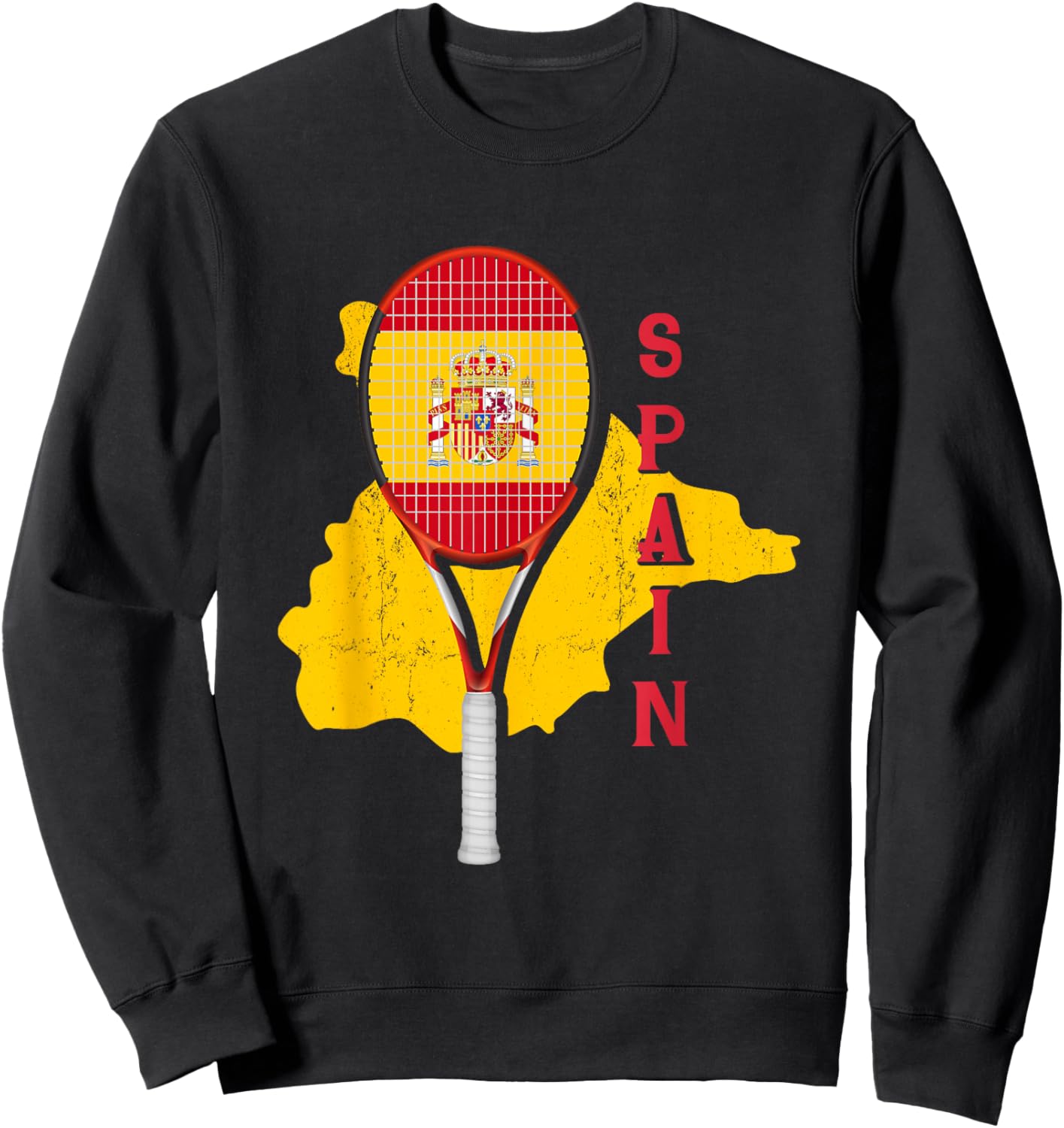 Spain Flag Tennis | Court Racket Ball | Tennis Player Sweatshirt - Sweatshirt | Black