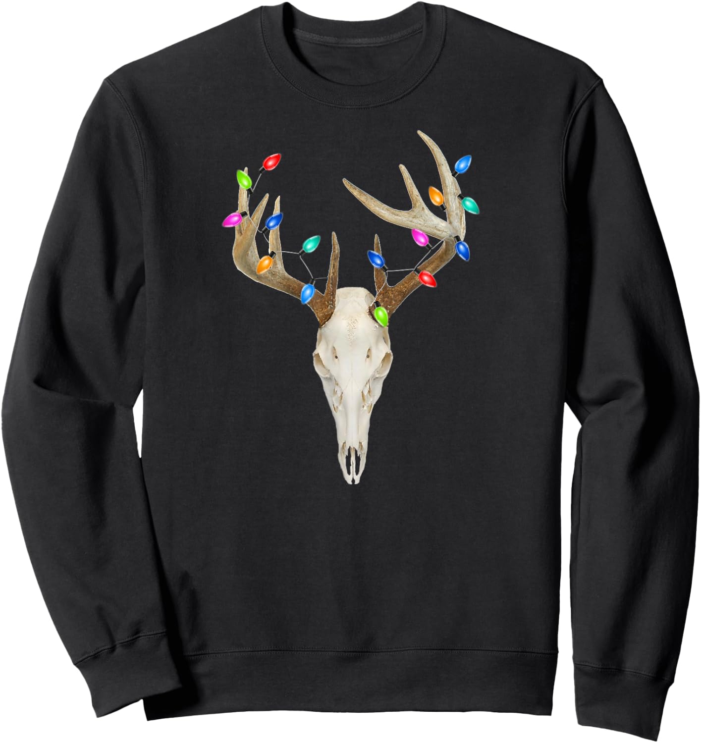 Deer Skull Hunting Christmas Whitetail Buck Sweatshirt - Sweatshirt | Black