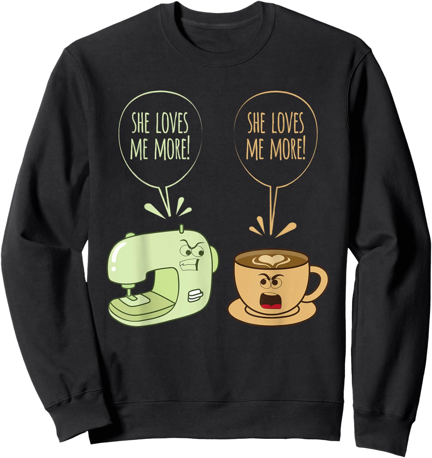 Sewing Machine Coffee Funny Sew Quilting Seamstress Sewer Sweatshirt - Sweatshirt | Black