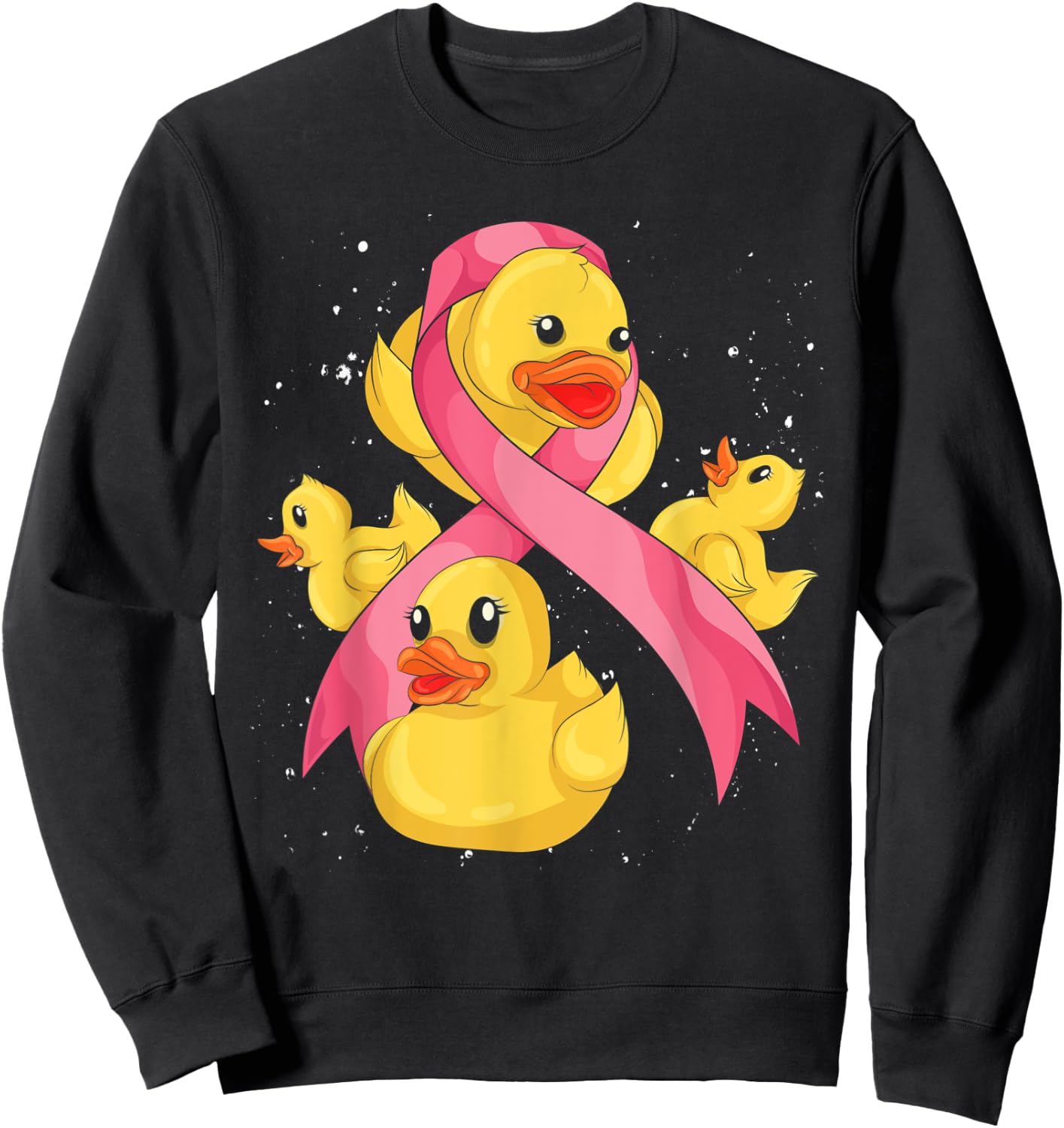 Cute Rubber Duck Duckie Pink Ribbon Breast Cancer Awareness Sweatshirt - Sweatshirt | Black