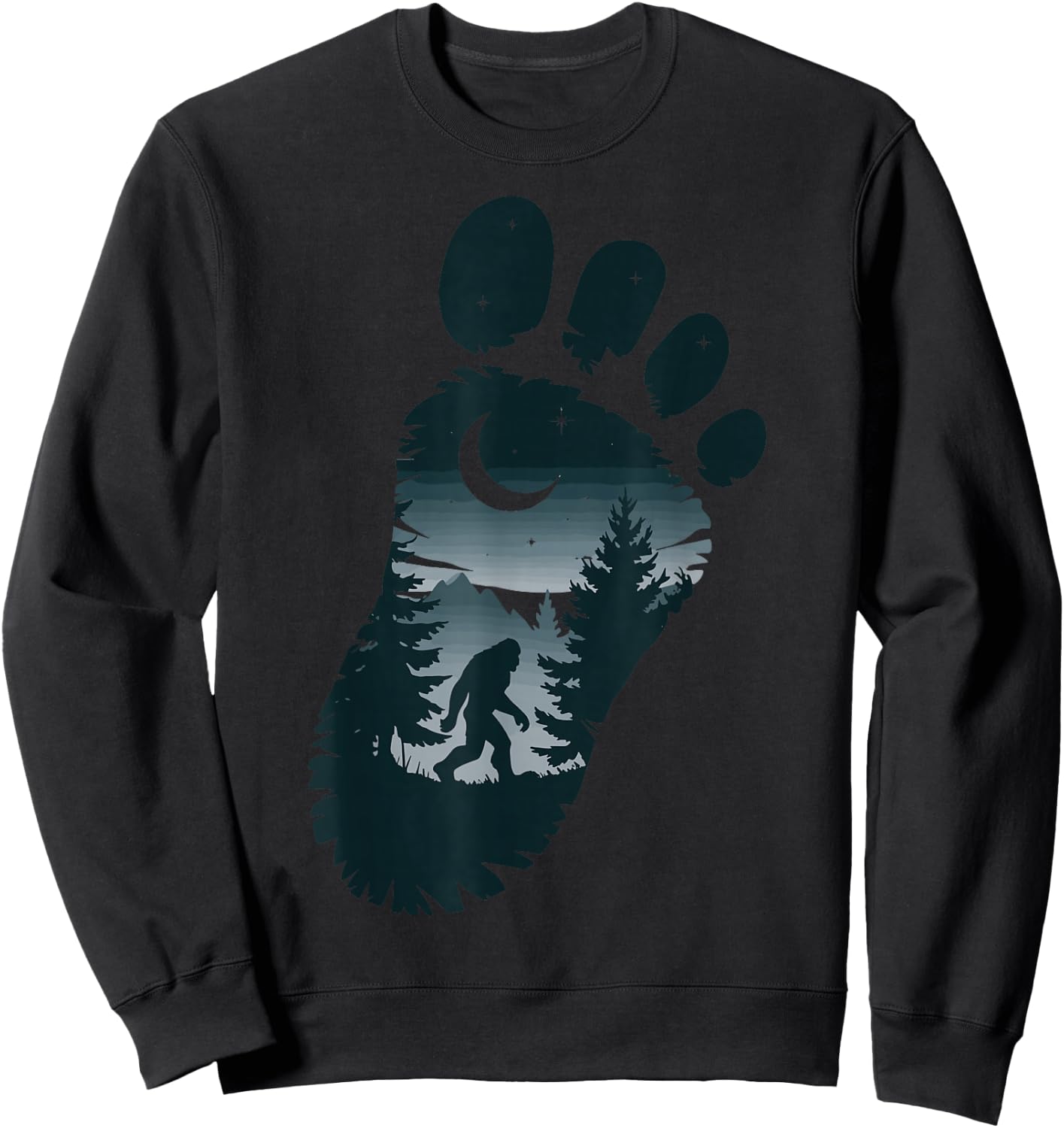 Bigfoot Footprint Mythology Sweatshirt - Sweatshirt | Black