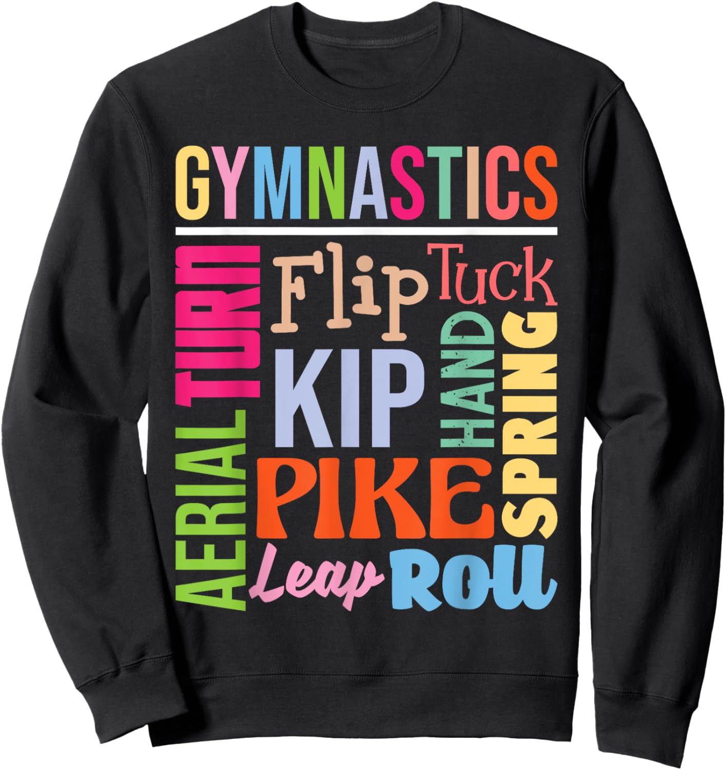 Gymnastics - Handspring Leap Tuck Gymnast Athlete Acrobatics Sweatshirt - Sweatshirt | Black