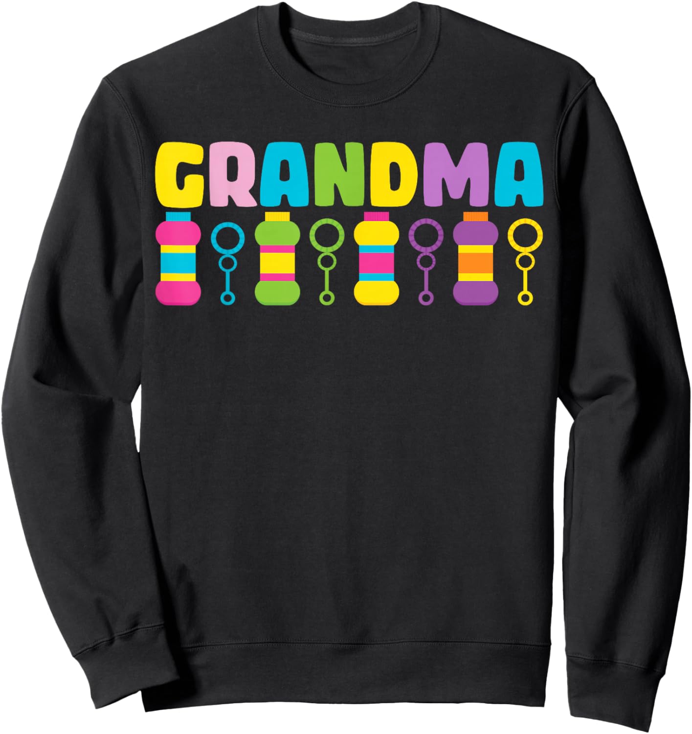 Grandma Bubble Birthday Party Bubble Wands Themed Matching Sweatshirt - Sweatshirt | Black