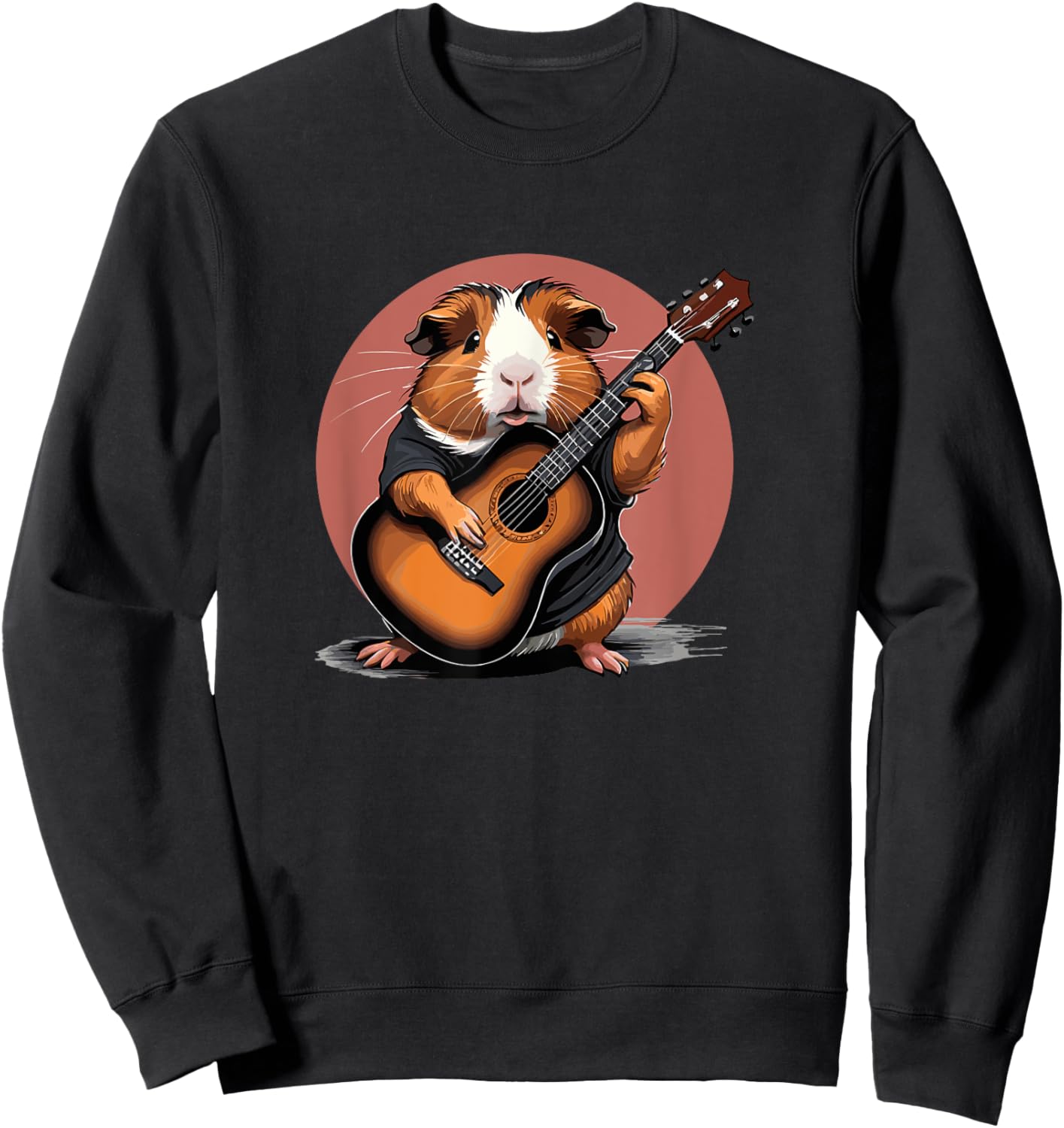 Guinea Pig playing Acoustic Guitar, Guinea Pig Guitarist Sweatshirt - Sweatshirt | Black