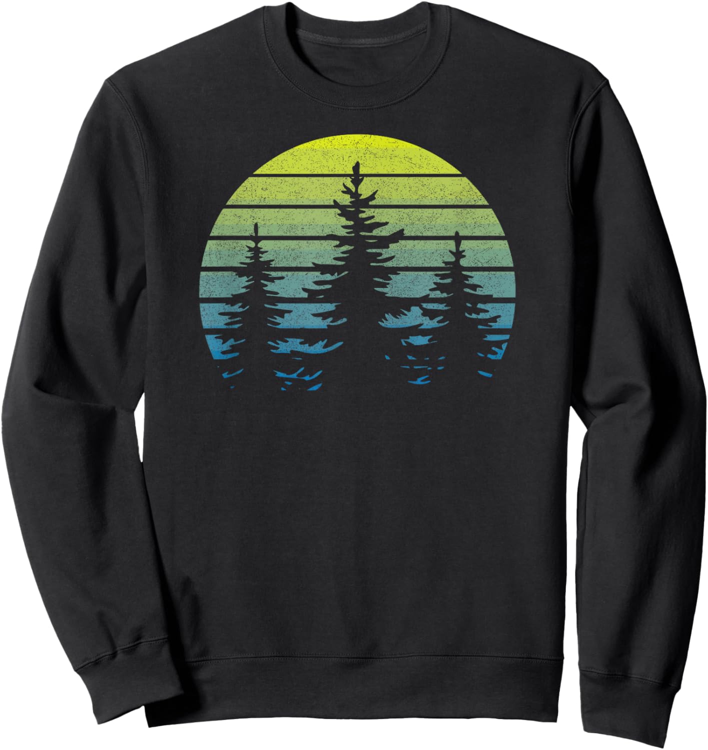 Vintage Sunset Trees Hiking Camping Souvenir Retro Throwback Sweatshirt - Sweatshirt | Black
