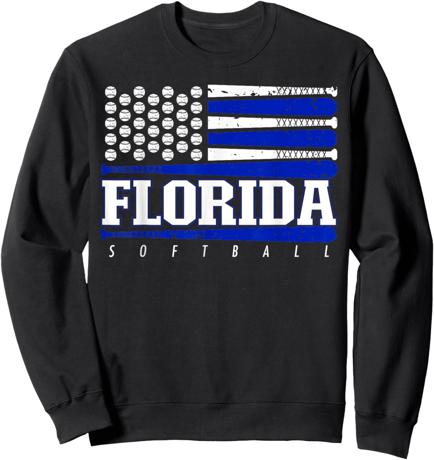 Florida Softball Vintage Kids Team Retro Softball Fan Sweatshirt - Sweatshirt | Black
