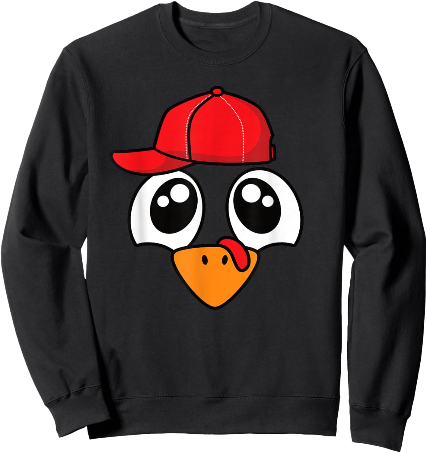 Funny Thanksgiving Turkey Face Men Boys Kids Sweatshirt - Sweatshirt | Black