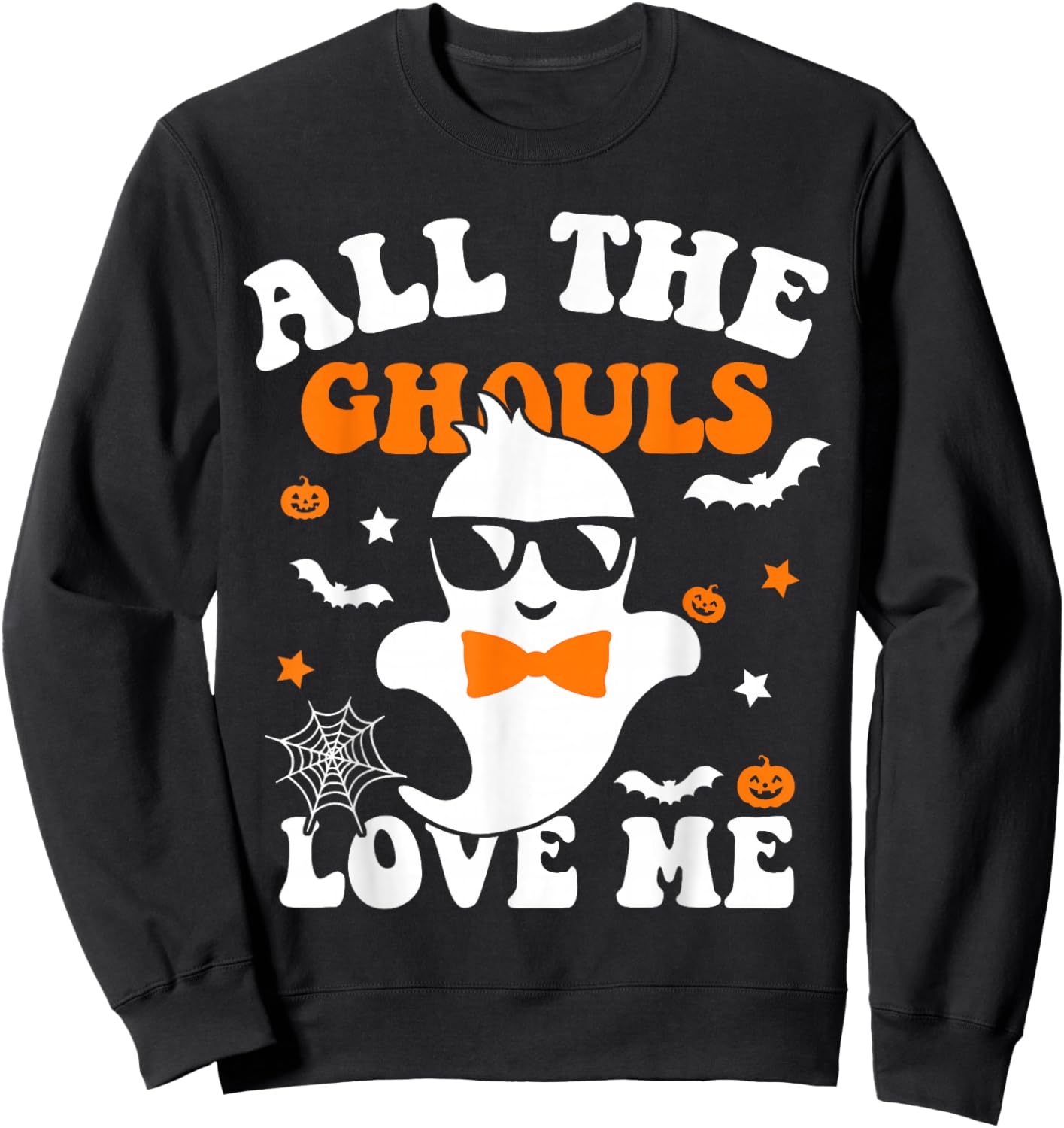 Halloween All The Ghouls Love Me Ghost Kids Boys Halloween Sweatshirt - Sweatshirt | Black