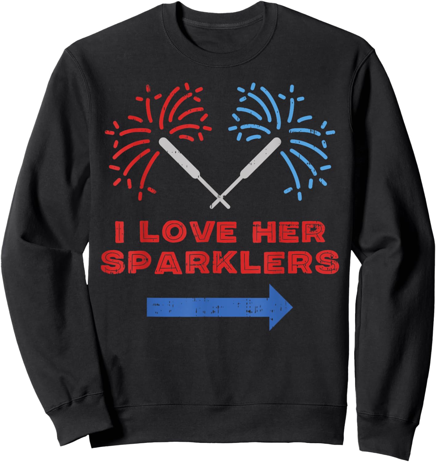 Love Her Sparklers Matching Couple 4th Of July Men Boyfriend Sweatshirt - Sweatshirt | Black