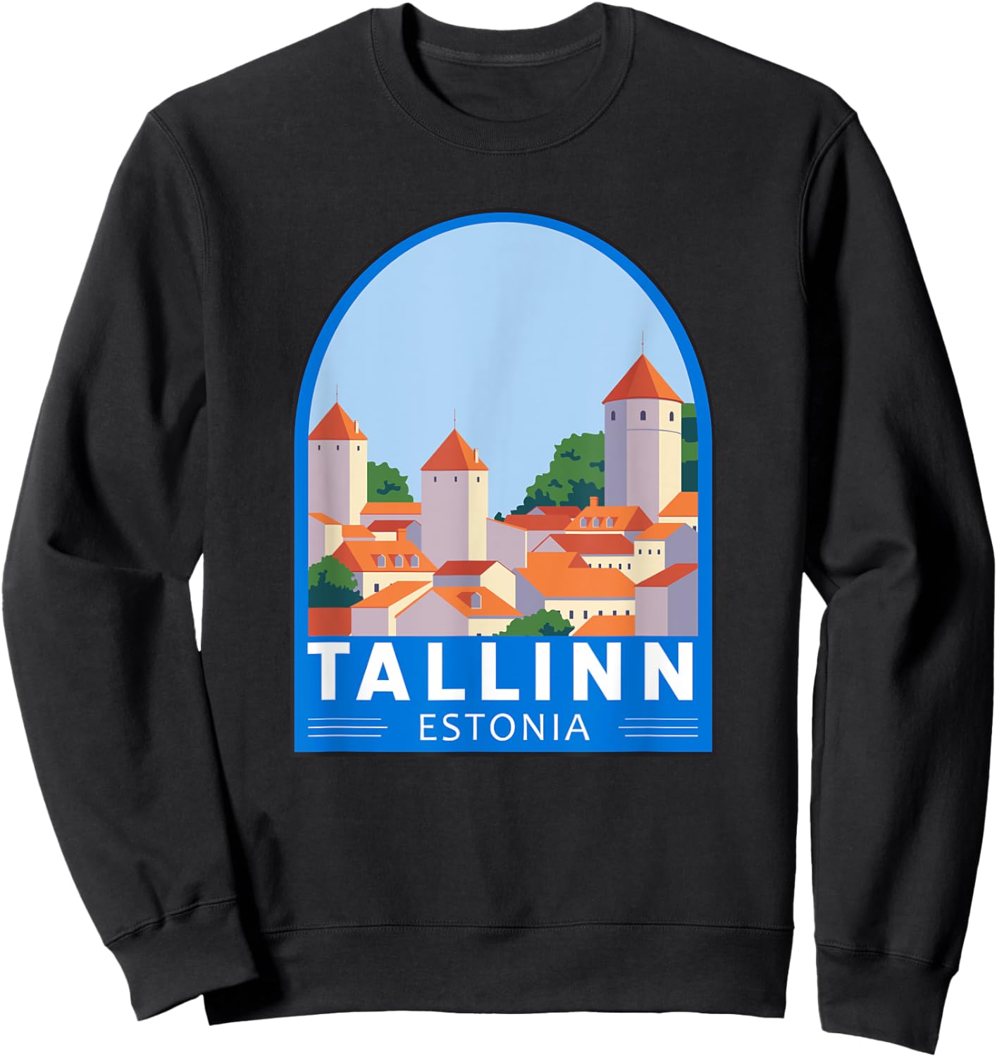 Tallinn Estonia Retro Emblem Vintage Sweatshirt - Sweatshirt | Black