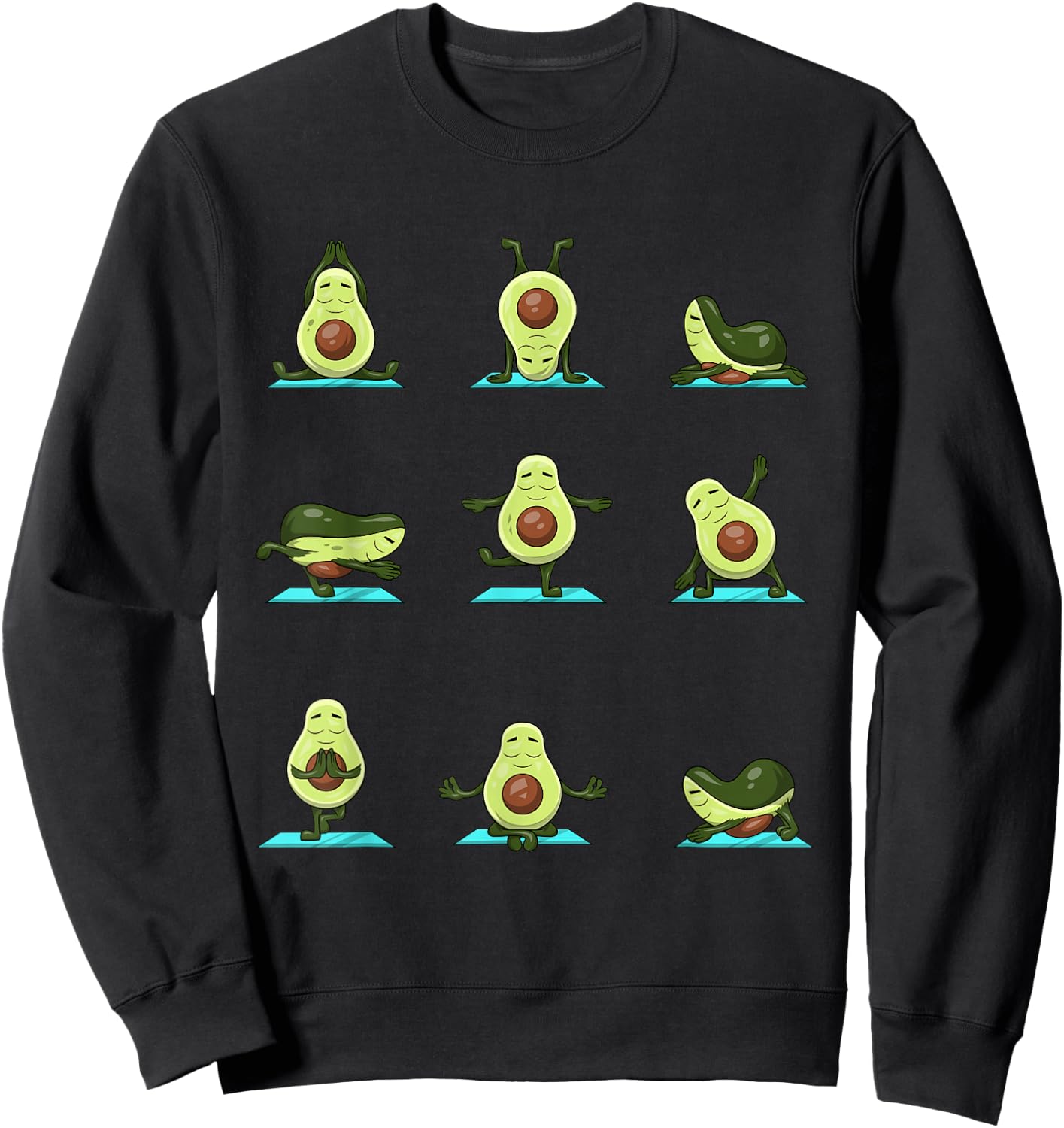 Funny Avocado Yoga Fitness Funny Exercising Gym Avocado Sweatshirt - Sweatshirt | Black