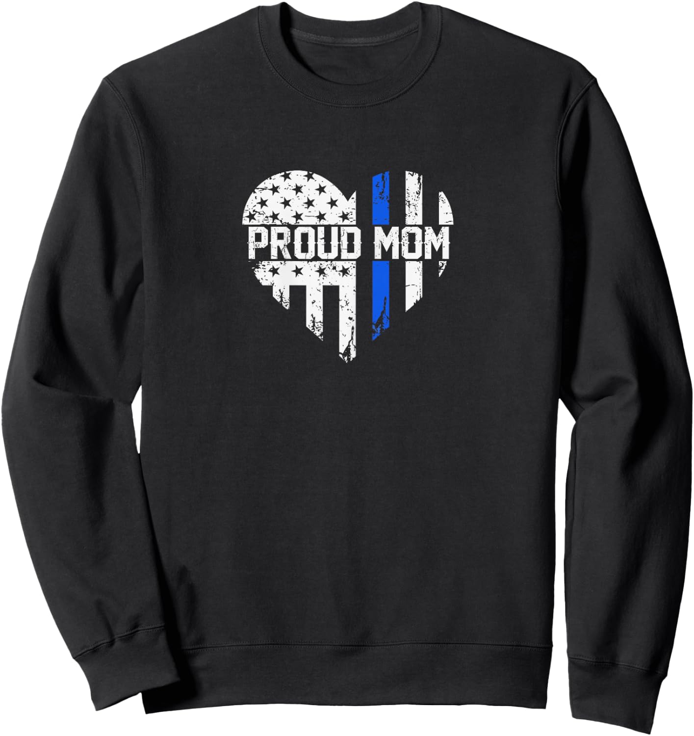 Thin Blue Line proud mom cop mom police officer mom Sweatshirt - Sweatshirt | Black