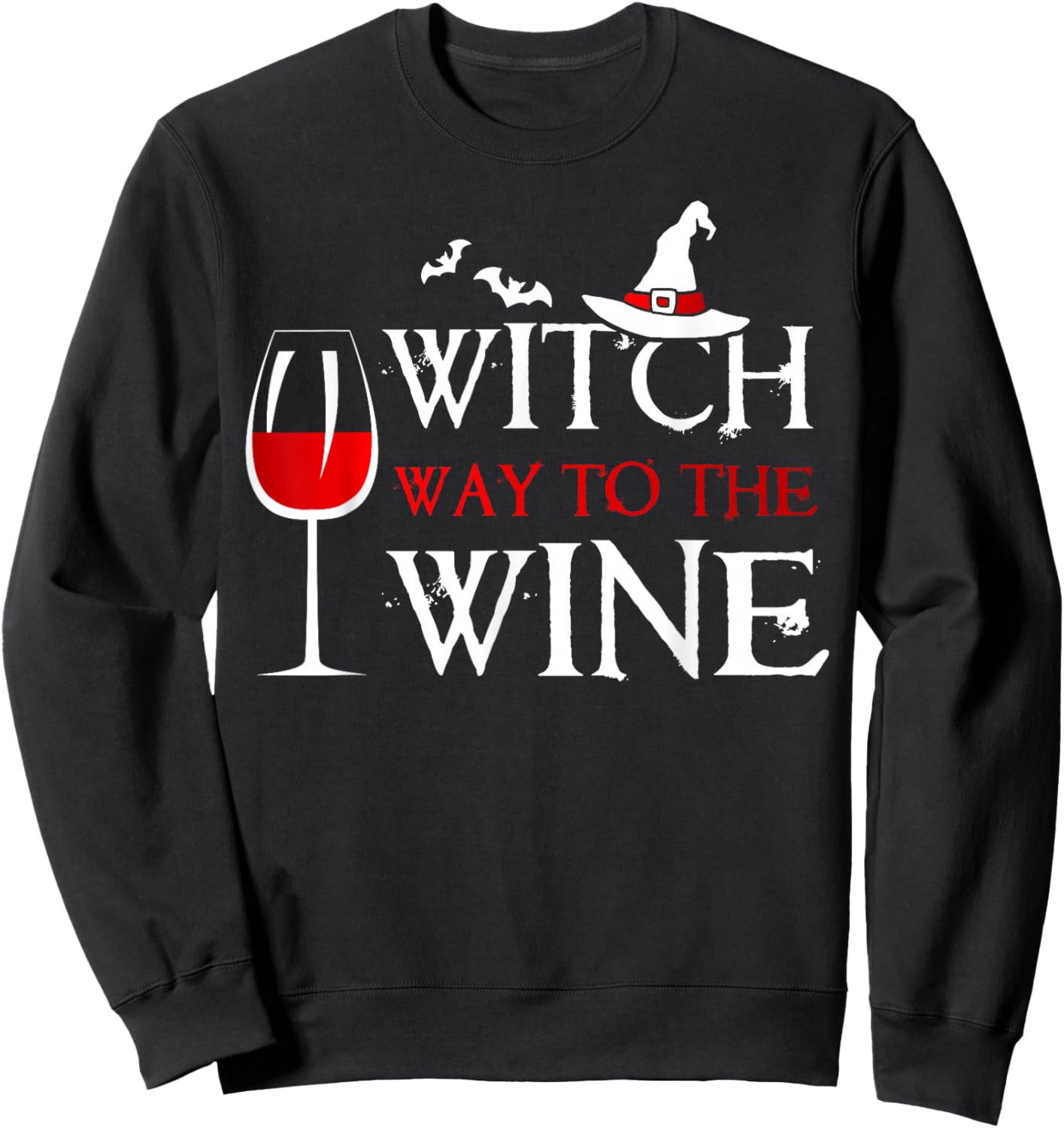 Halloween Drinking Shirt Witch Way To The Wine Sweatshirt - Sweatshirt | Black