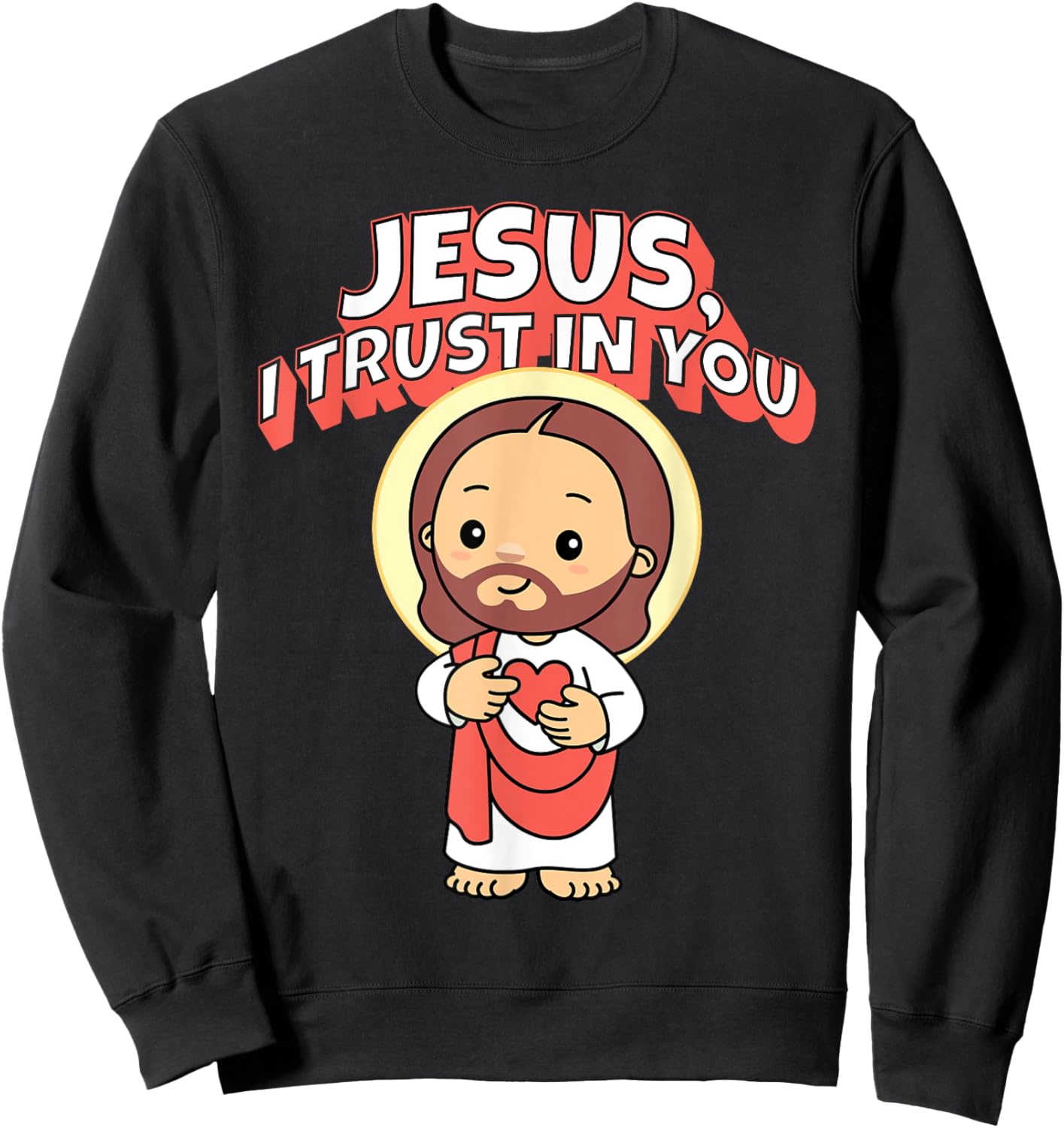 Jesus I Trust in You Divine Mercy for Kids Cute Catholic Sweatshirt - Sweatshirt | Black