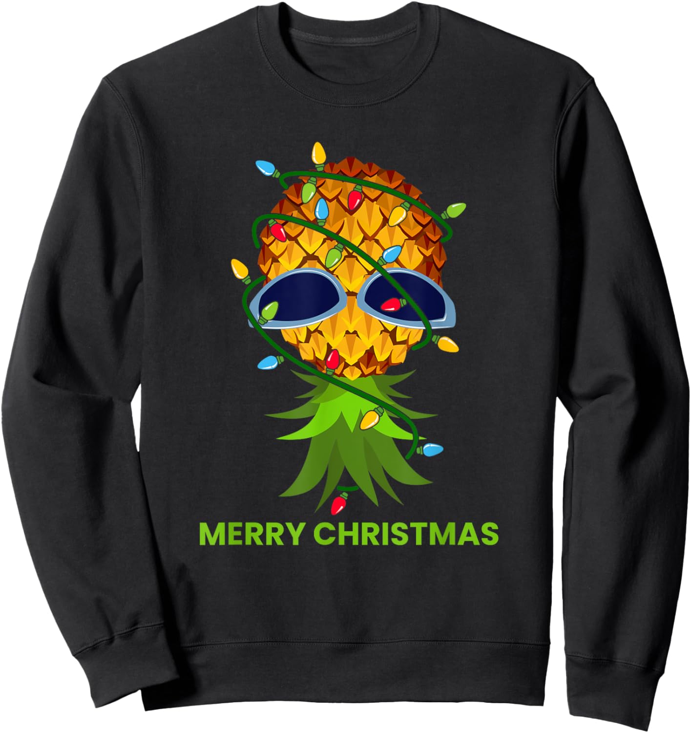 Funny Upside Down Pineapple Christmas Tree Sweatshirt - Sweatshirt | Black