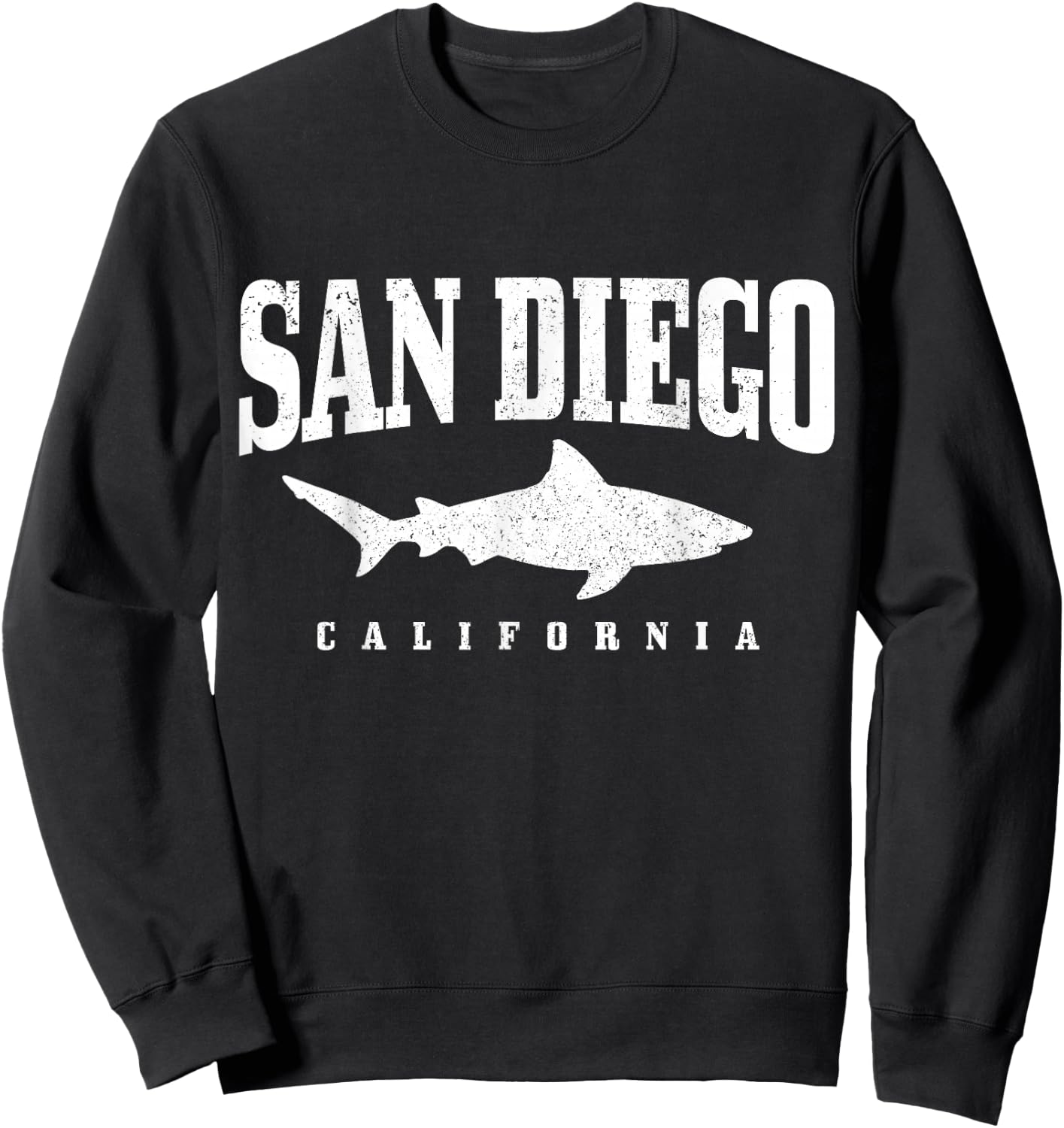 San Diego California Great White Shark Cage Diving Vintage Sweatshirt - Sweatshirt | Black