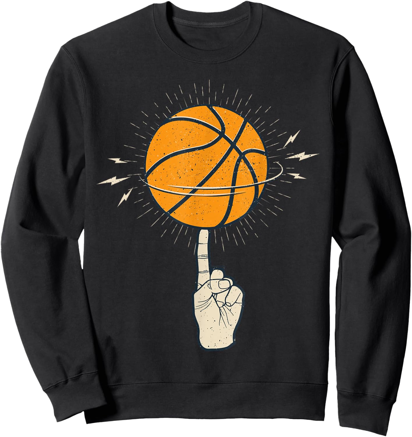 Cool Spinning Basketball On Your Finger Sport Graphic Design Sweatshirt - Sweatshirt | Black