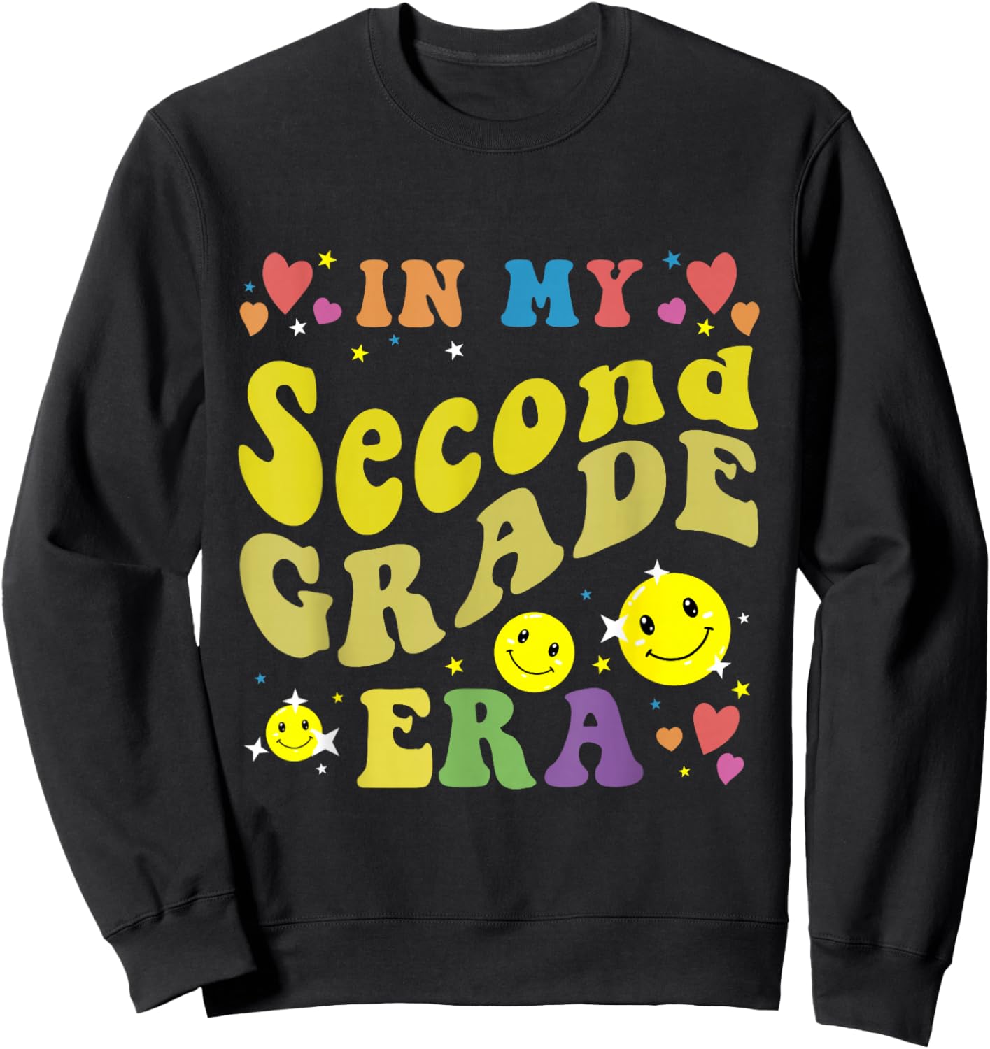 In My Second Grade Era Groovy 2nd Grade Back To School Kids Sweatshirt - Sweatshirt | Black