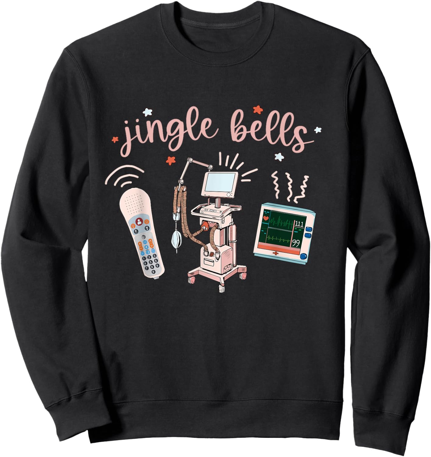 Jingle Bell Telemetry Nurse Christmas Crew Tele Tech Xmas Sweatshirt - Sweatshirt | Black