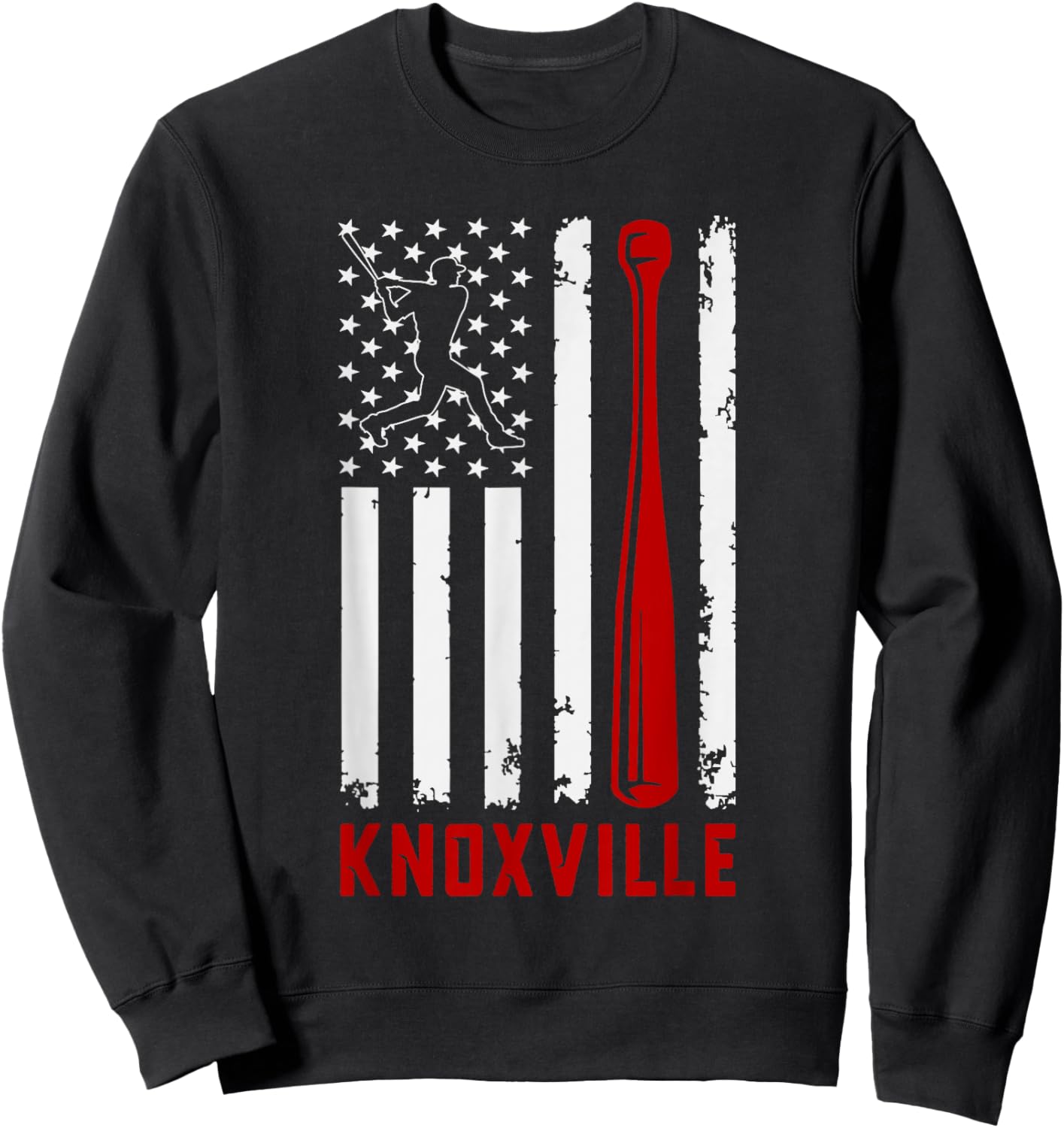 Knoxville American Flag Baseball Lover USA Knoxville Sweatshirt - Sweatshirt | Black