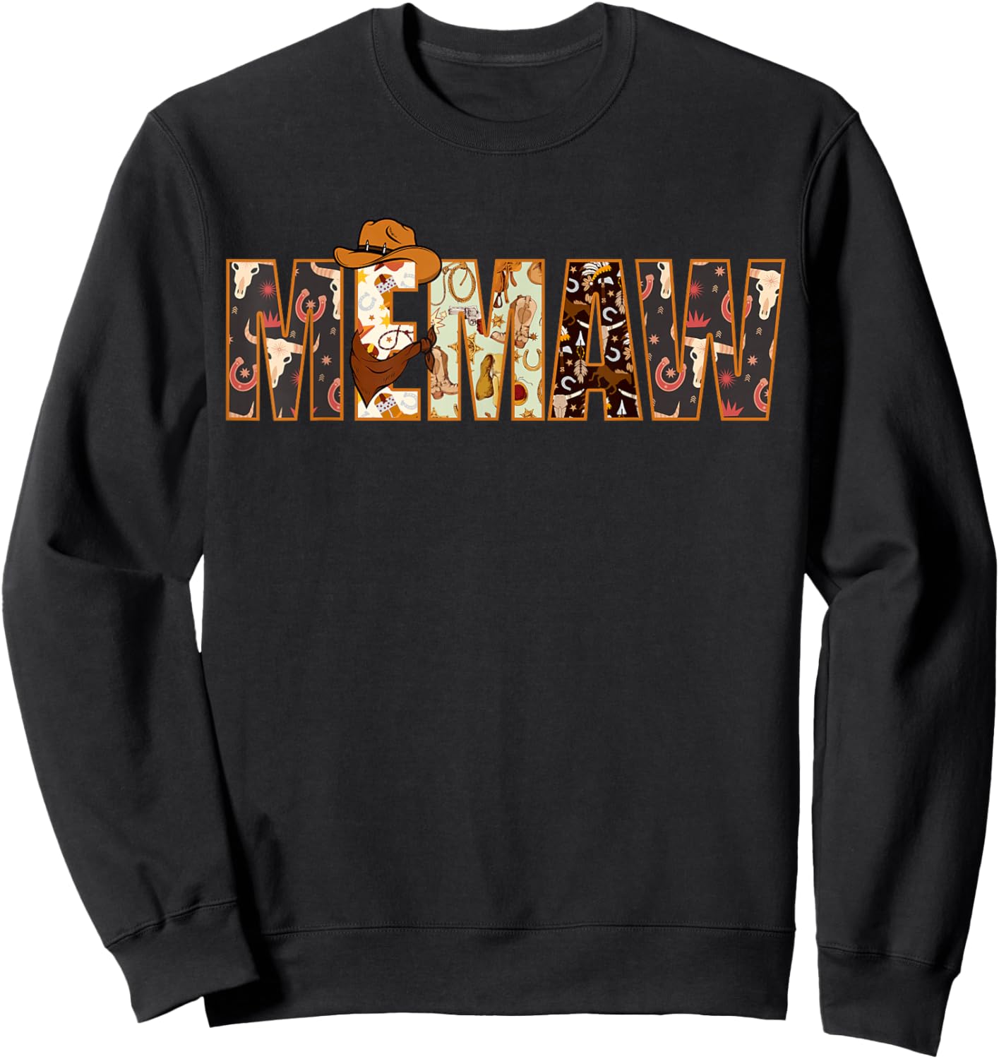 Memaw Western Rodeo Family Matching Birthday Sweatshirt - Sweatshirt | Black