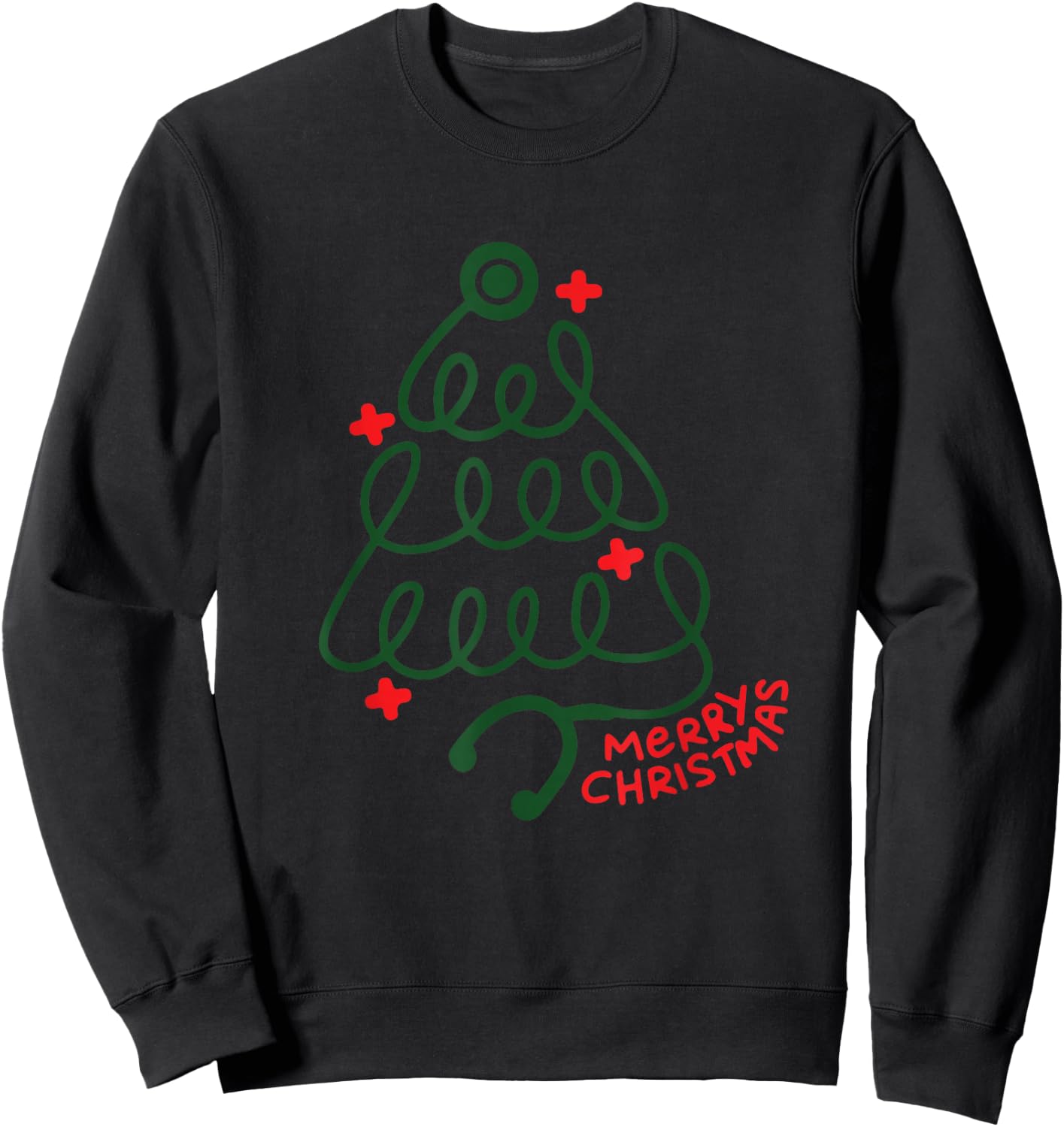 Merry Christmas Stethoscope CNA Nurse Holiday Medical Worker Sweatshirt - Sweatshirt | Black