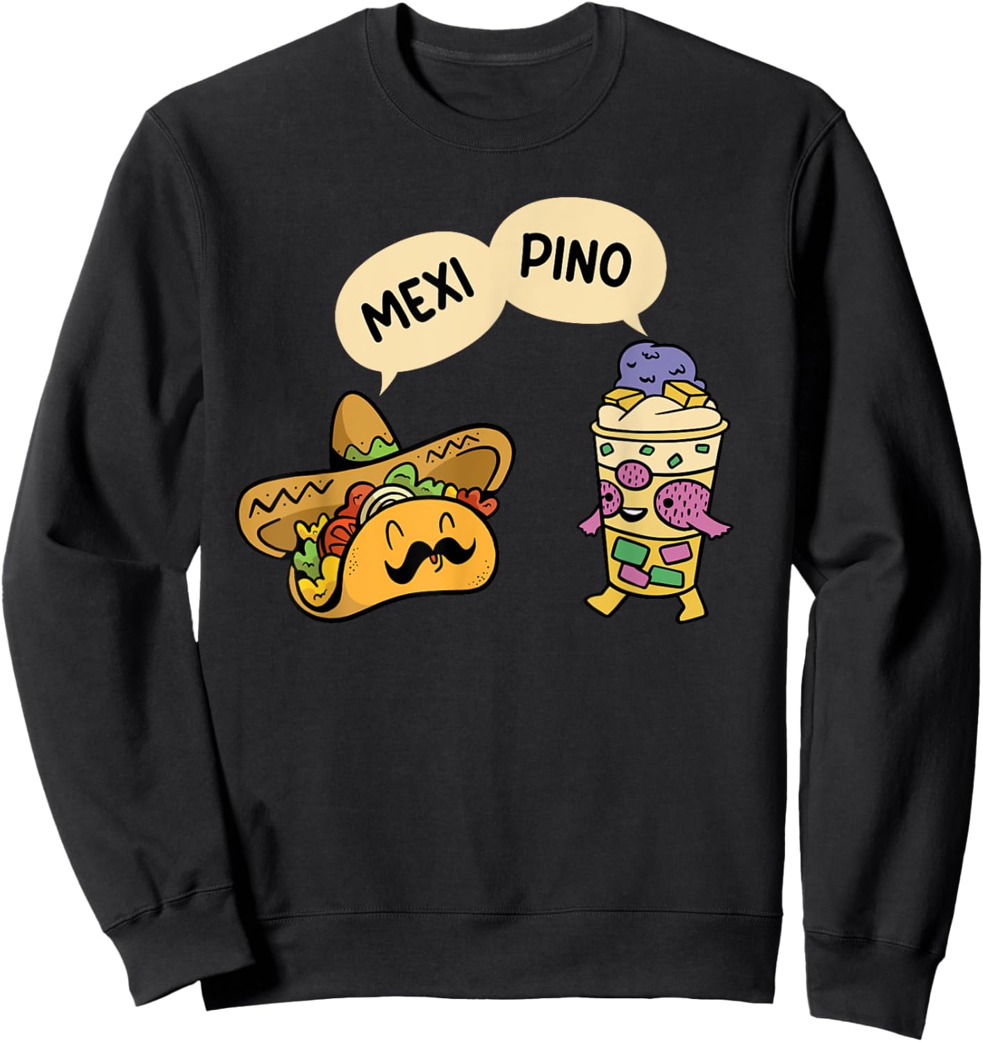 Mexipino - Funny Hallo Halo Tacos Lover Mexican Filipino Sweatshirt - Sweatshirt | Black