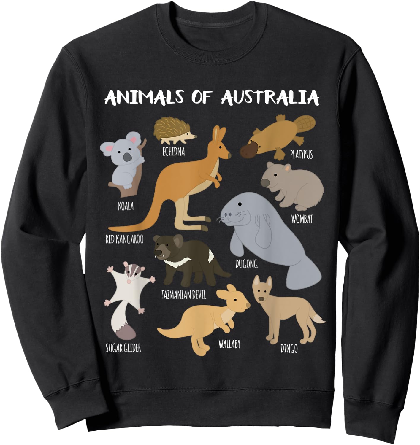 Animals Of Australia Australian Animal Educational Gift Sweatshirt - Sweatshirt | Black