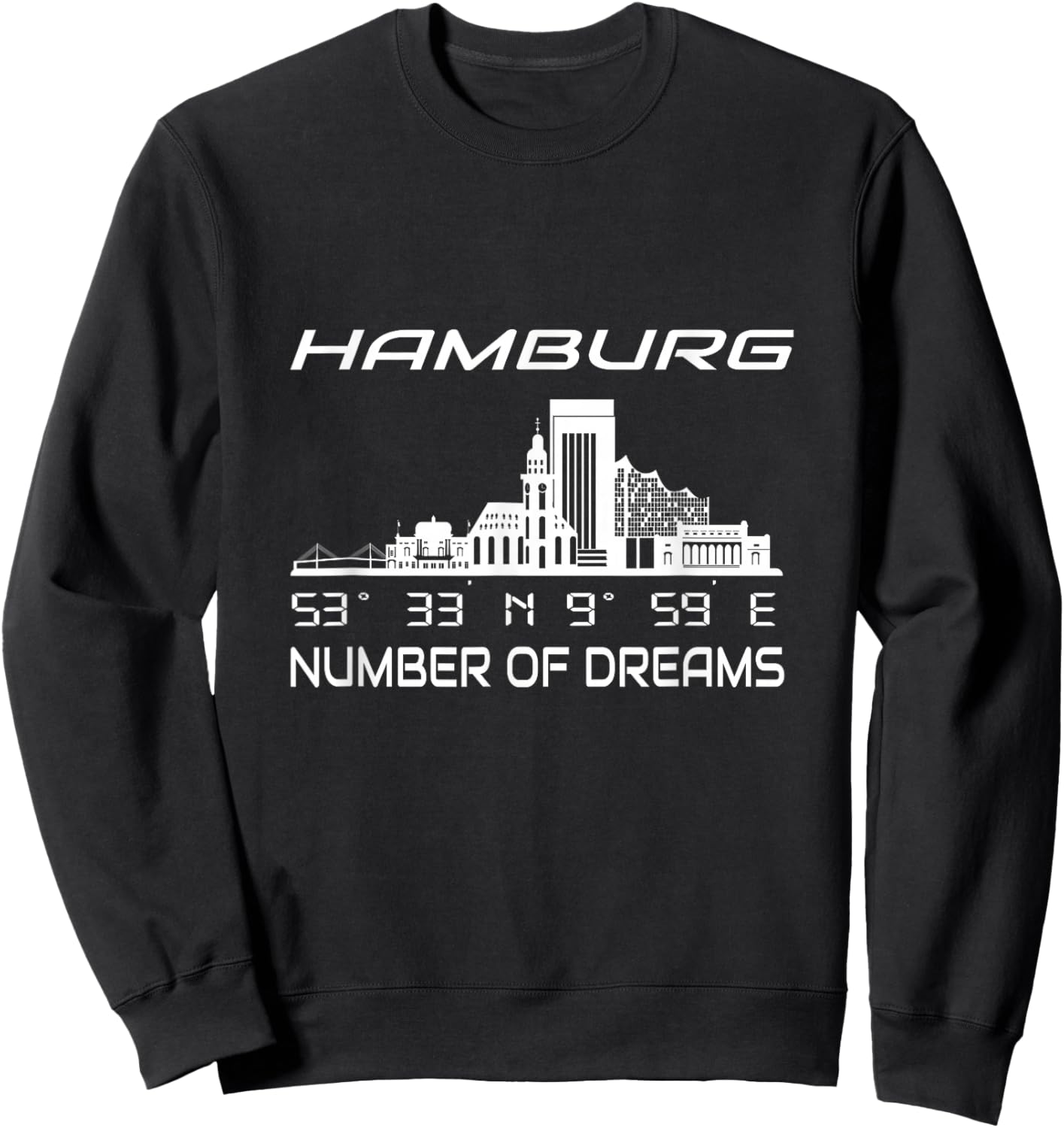 GPS Koordinaten Geographie Deutschland Heimat Stadt Hamburg Sweatshirt - Sweatshirt | Black