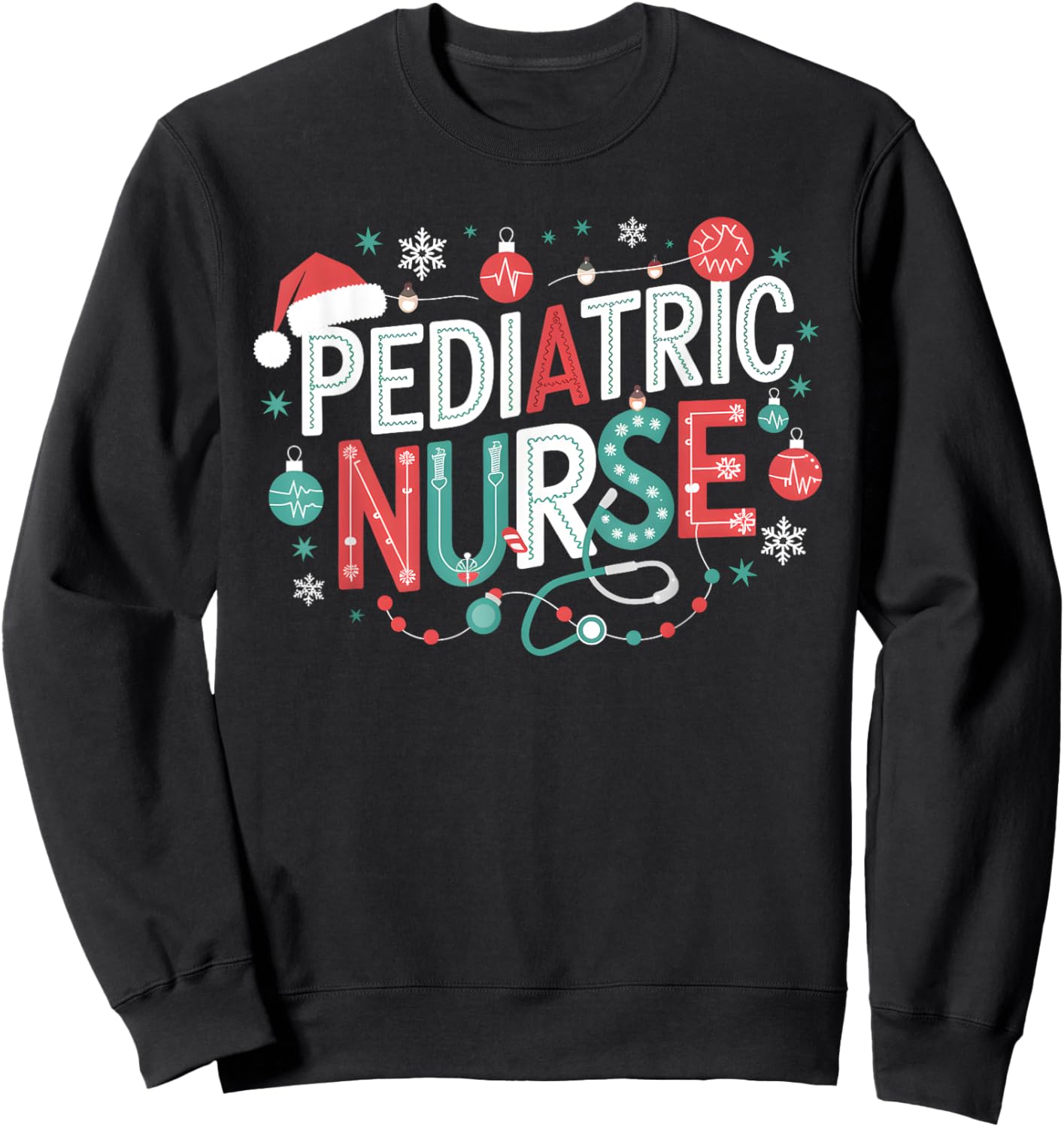 Peds Crew Pediatric Nurse Nursing Group Christmas Matching Sweatshirt - Sweatshirt | Black