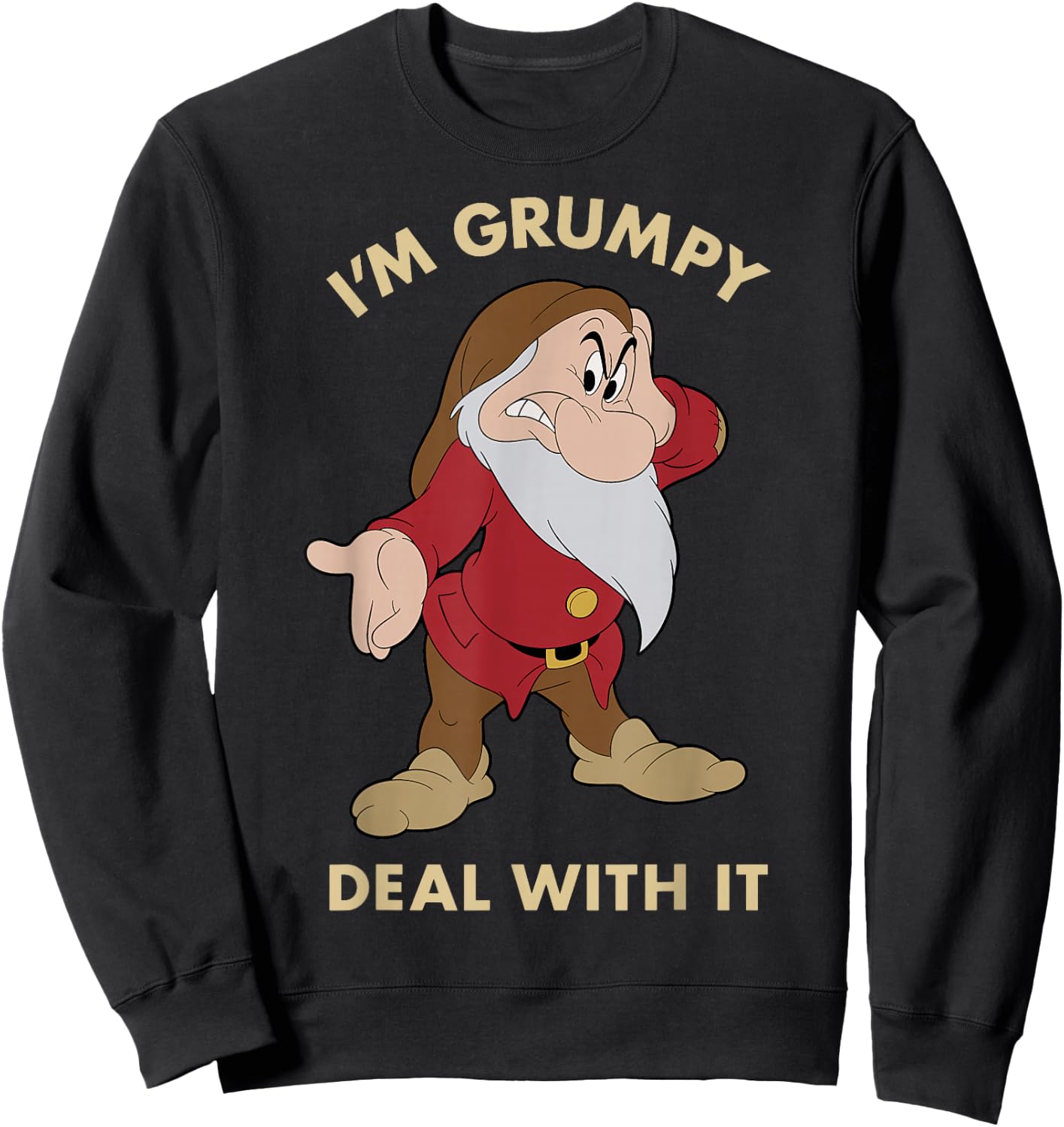 Disney Snow White I'm Grumpy Deal with It Portrait Sweatshirt - Sweatshirt | Black