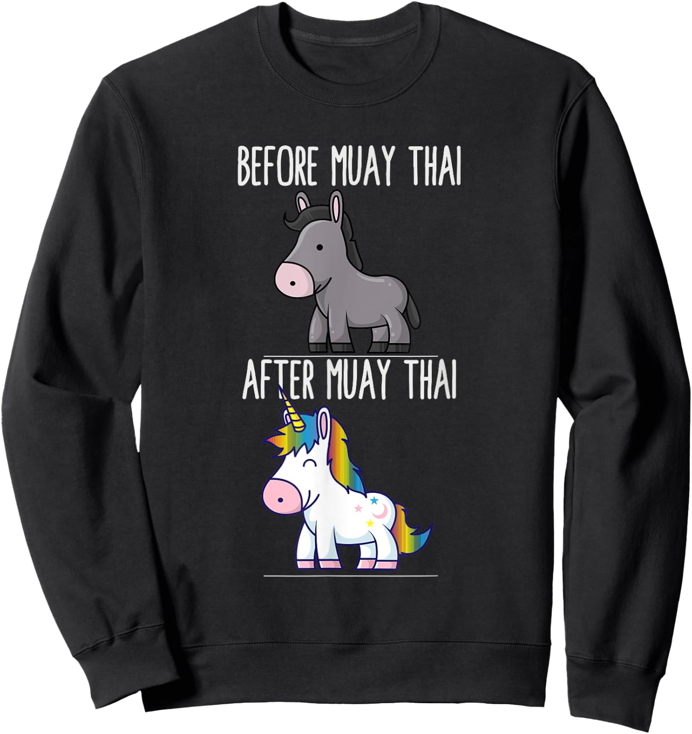 Before After Muay Thai Unicorn Fighter Boxing Sweatshirt - Sweatshirt | Black