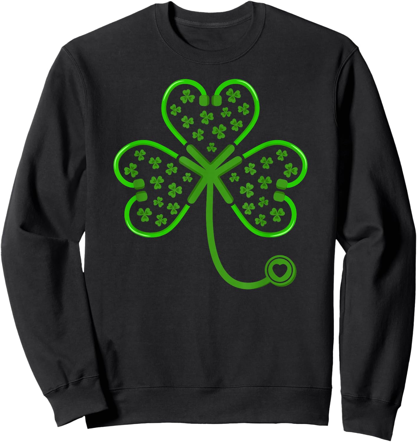 Shamrock Stethoscope Nurse T Shirt St Patricks Day Lucky Sweatshirt - Sweatshirt | Black