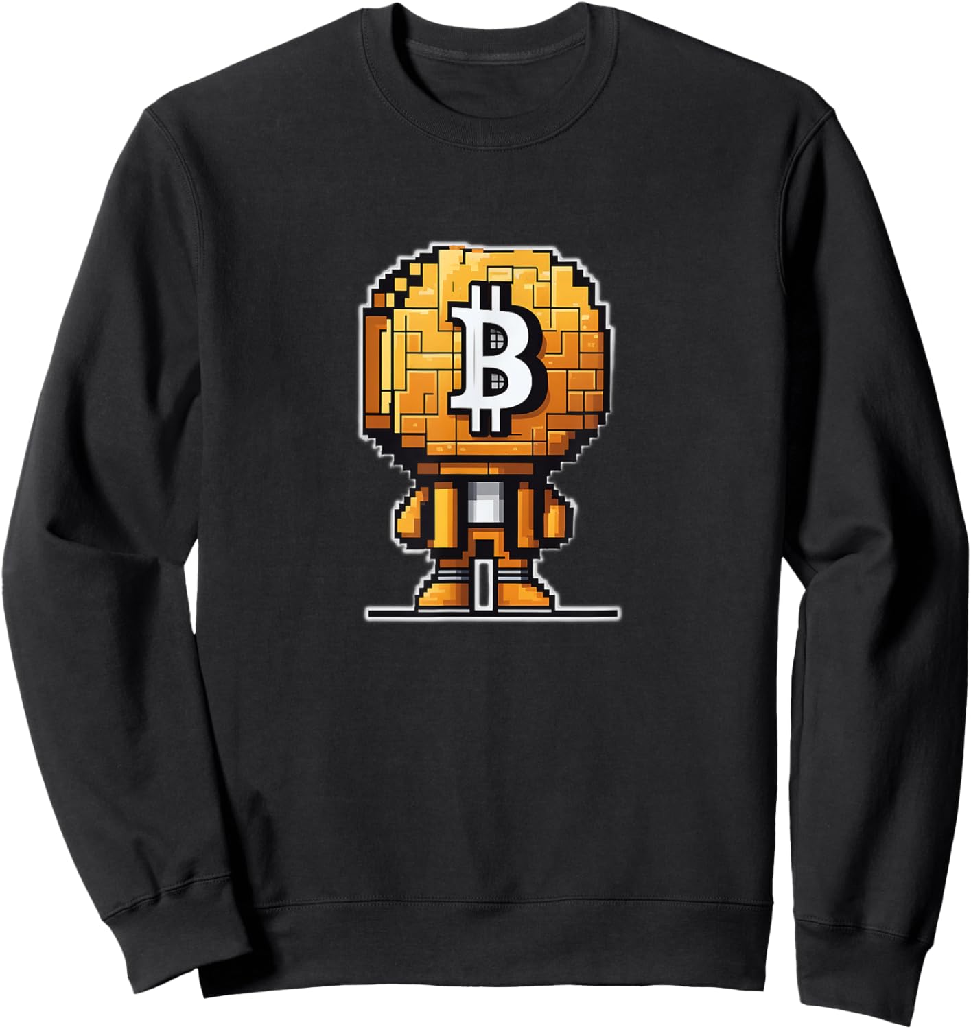 Pixelated bitcoin-head character cryptocurrency bitcoiner Sweatshirt - Sweatshirt | Black