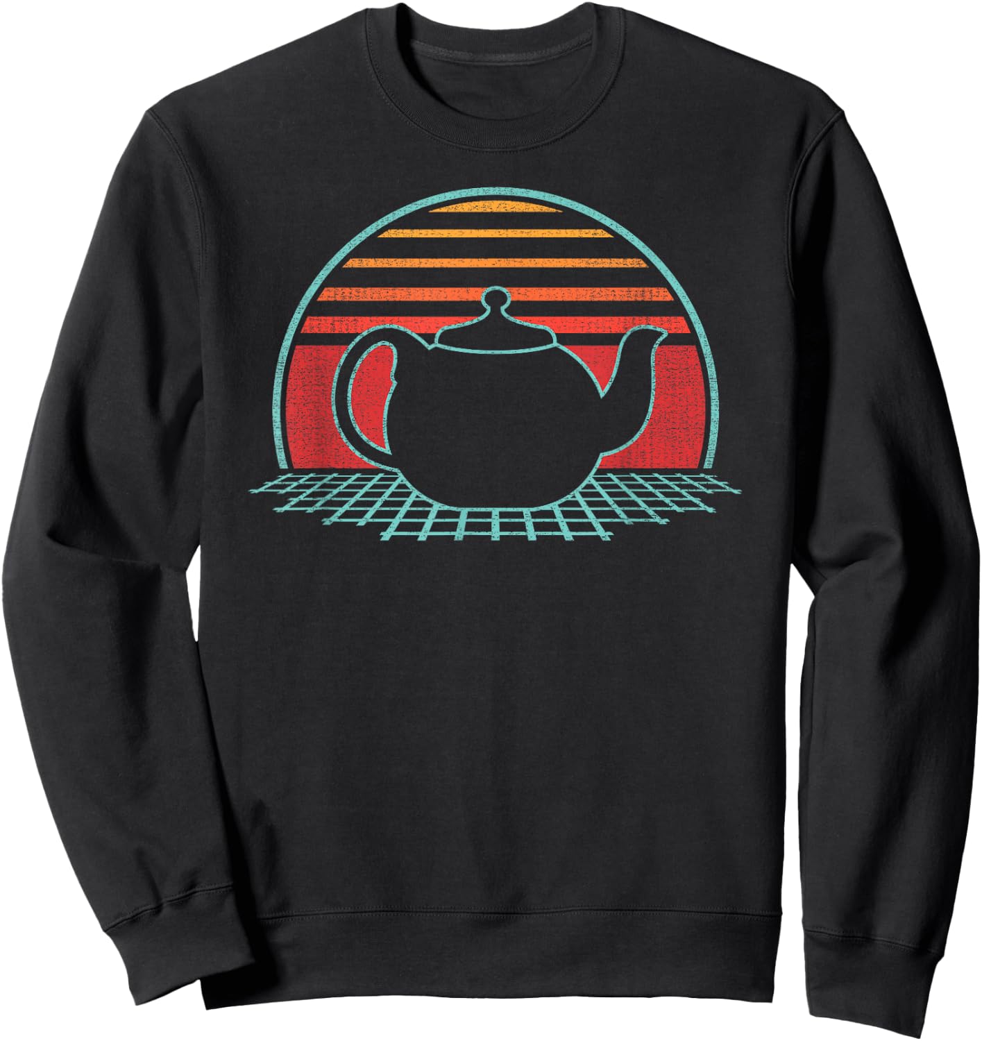 Teapot Tea Lover Party Retro Vintage 80s Style Gift Sweatshirt - Sweatshirt | Black