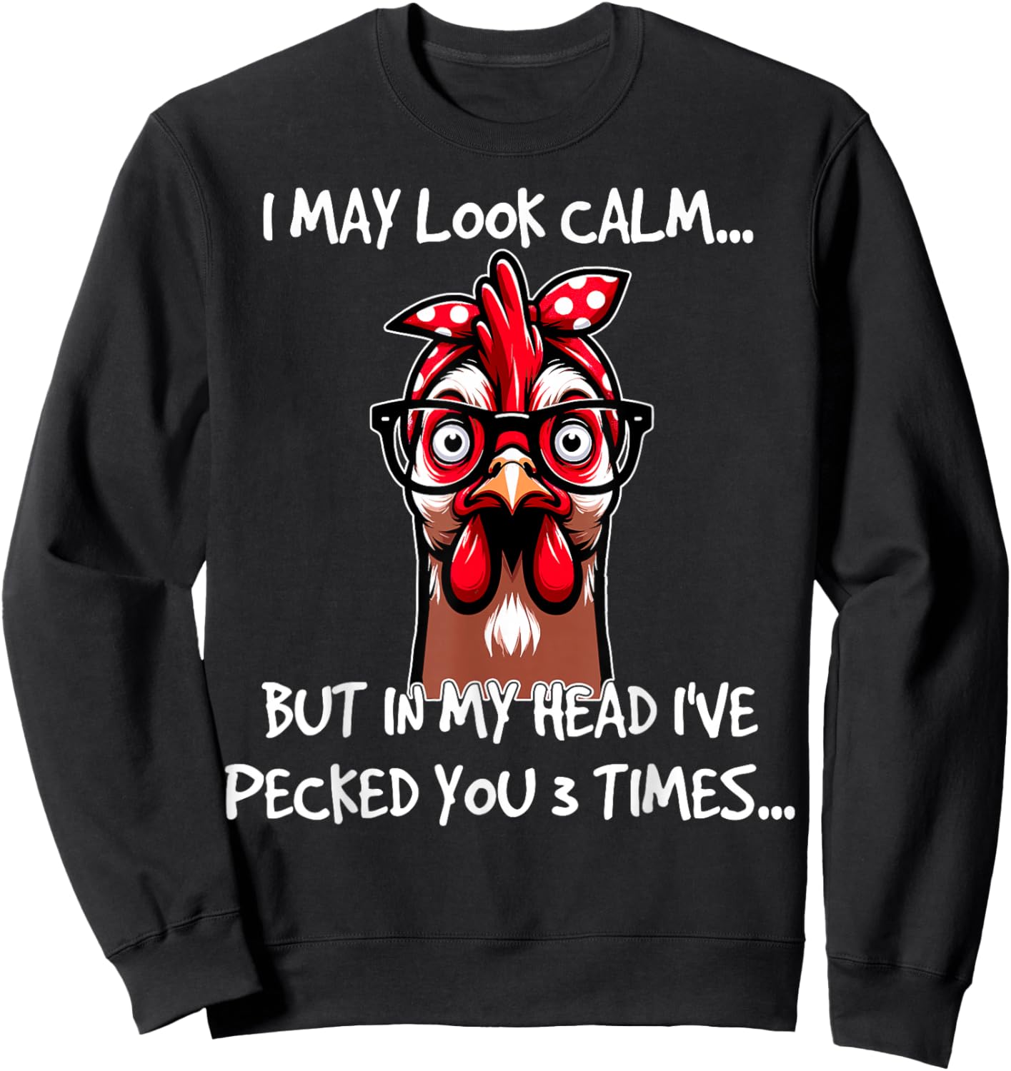 Chicken With Bandana Headband Glasses Funny Girls Sweatshirt - Sweatshirt | Black