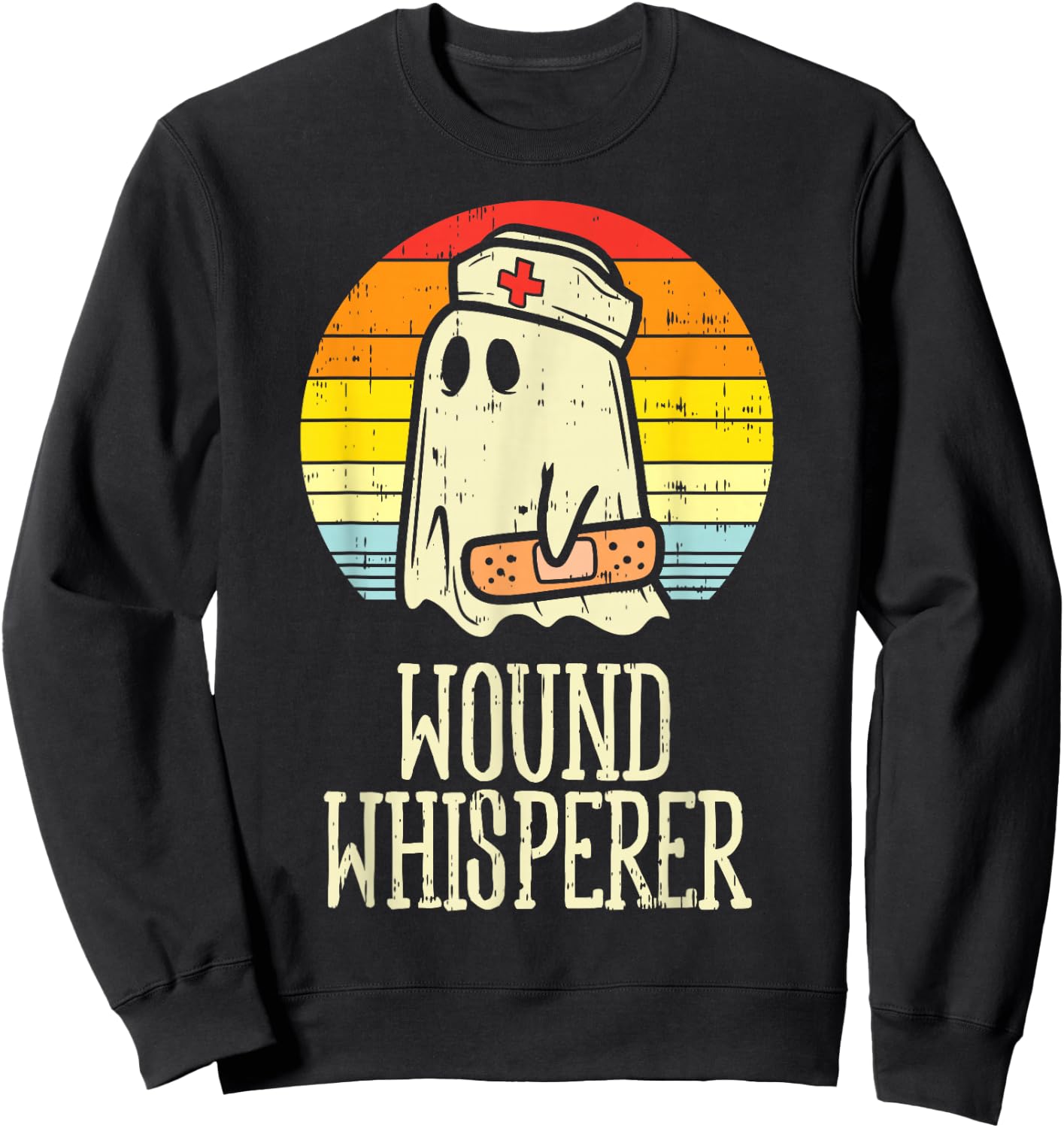 Wound Whisperer Ghost Nurse Boo Halloween Nursing RN Sweatshirt - Sweatshirt | Black