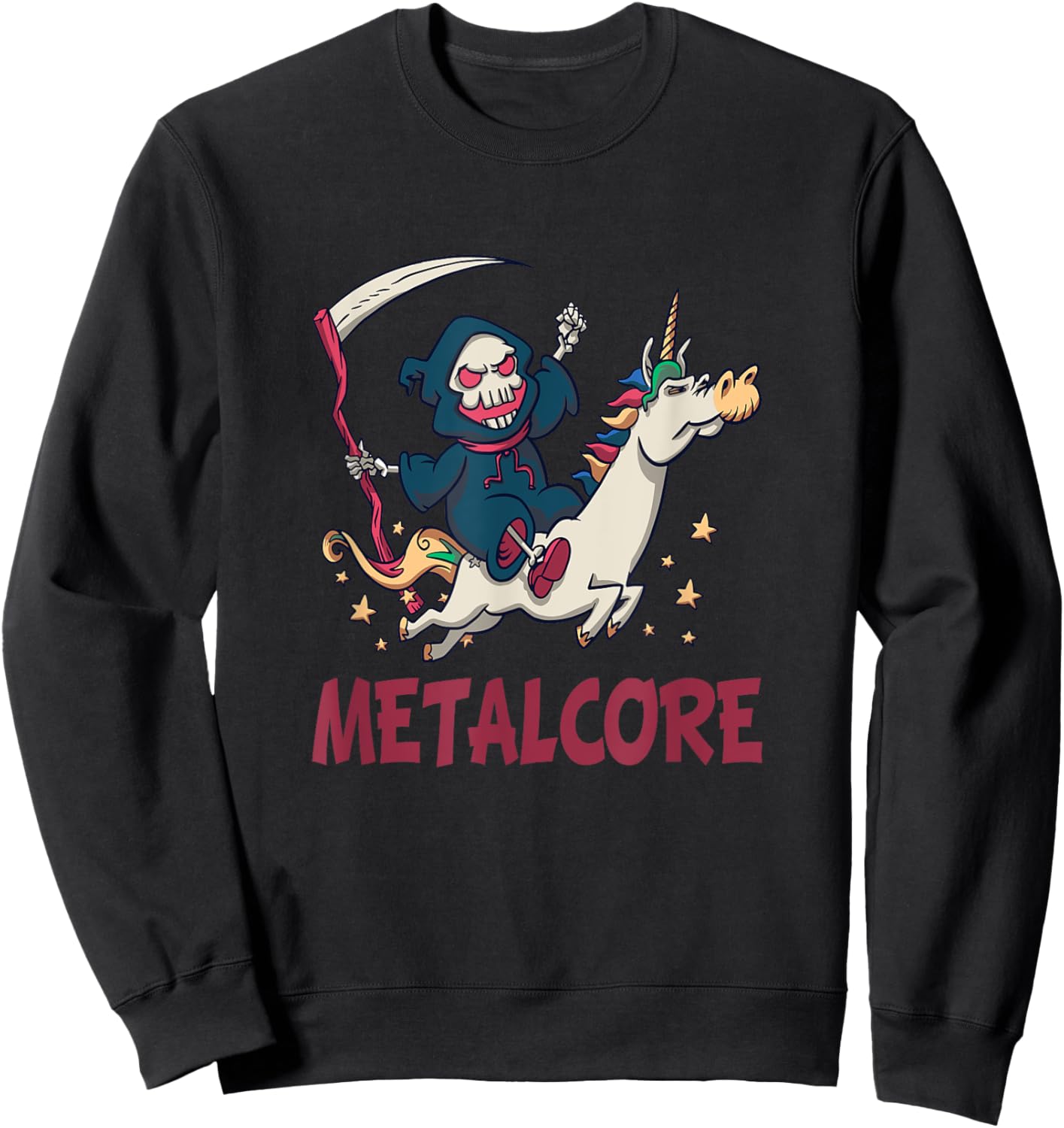 Funny Metalcore Reaper Unicorn Metalhead Sweatshirt - Sweatshirt | Black
