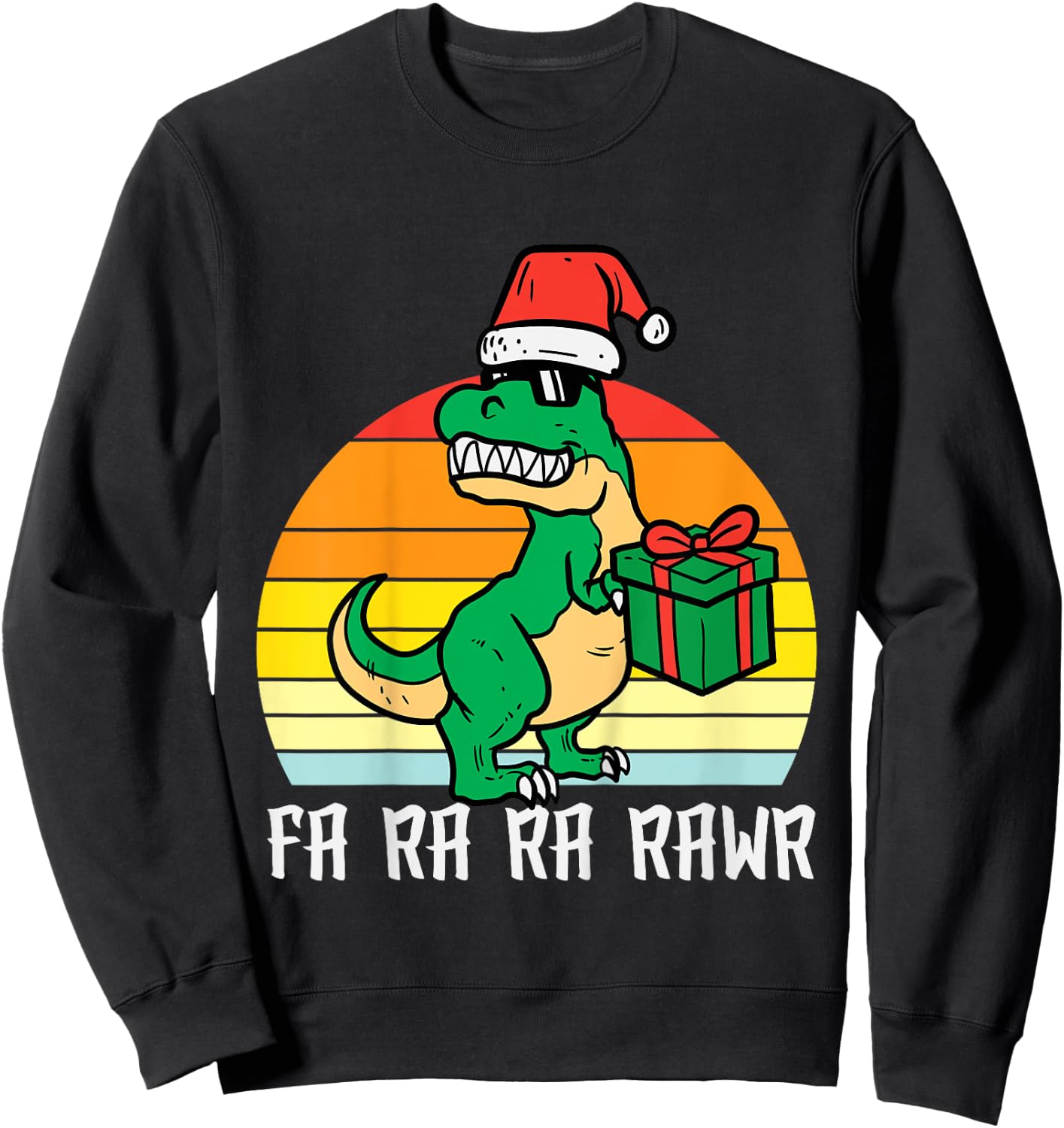 Kids Christmas Trex Fa Ra Ra Rawr Xmas Dino Boys Kids Toddler Sweatshirt - Sweatshirt | Black