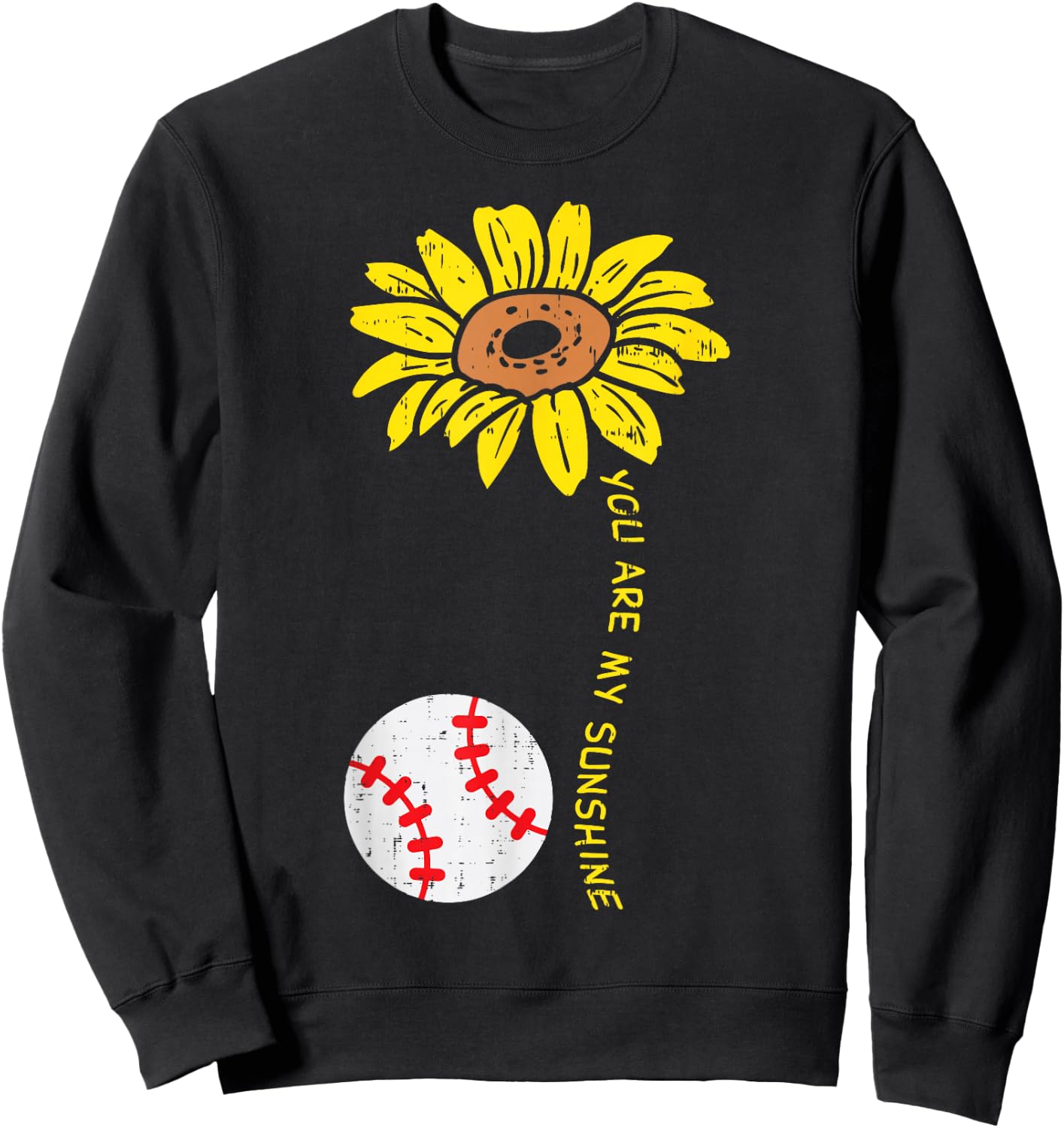Sunflower Sunshine Baseball Softball Sports Men Women Kids Sweatshirt - Sweatshirt | Black