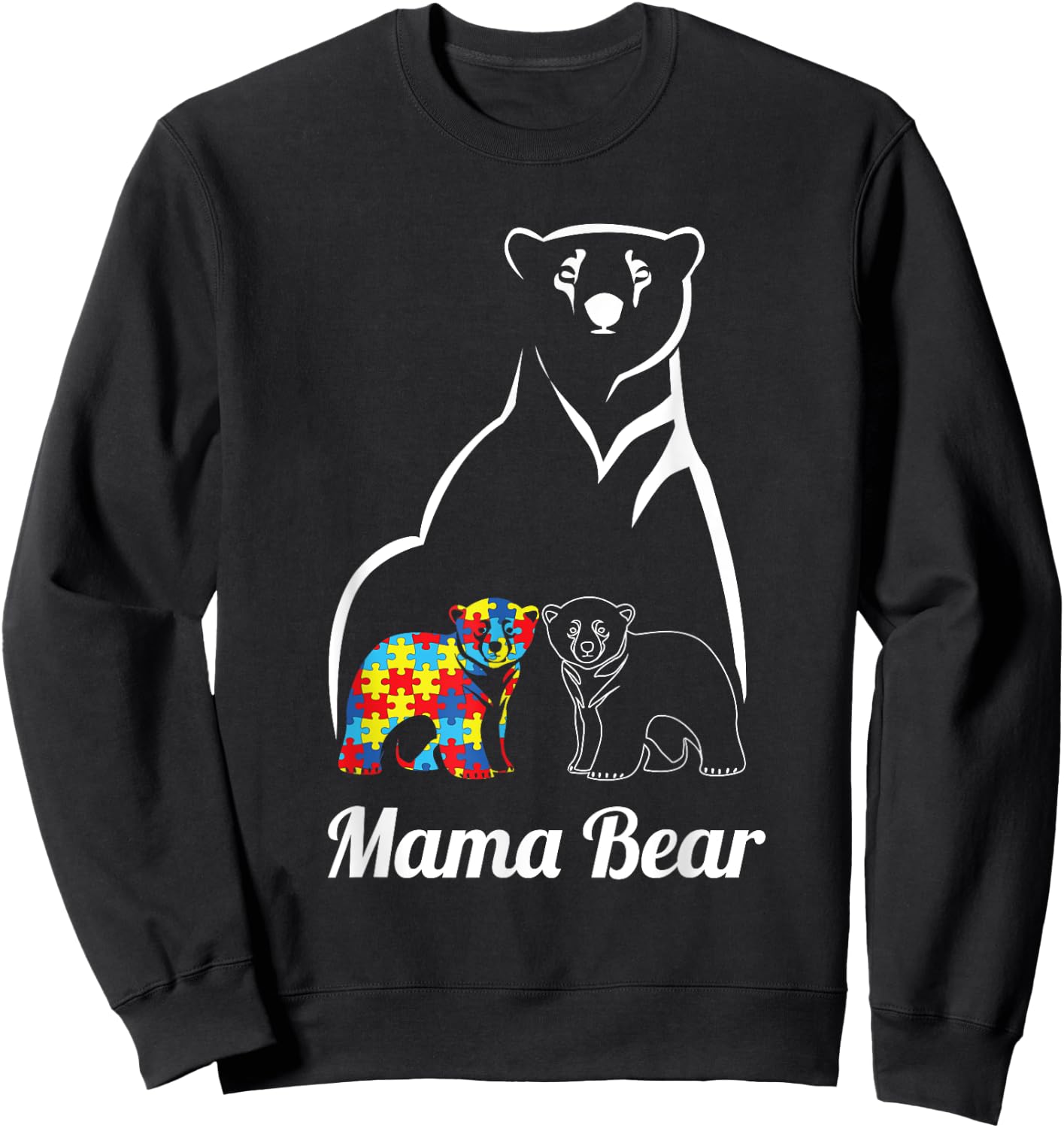 Autism Awareness Mama Bear Mom Autistic Child Sweatshirt - Sweatshirt | Black