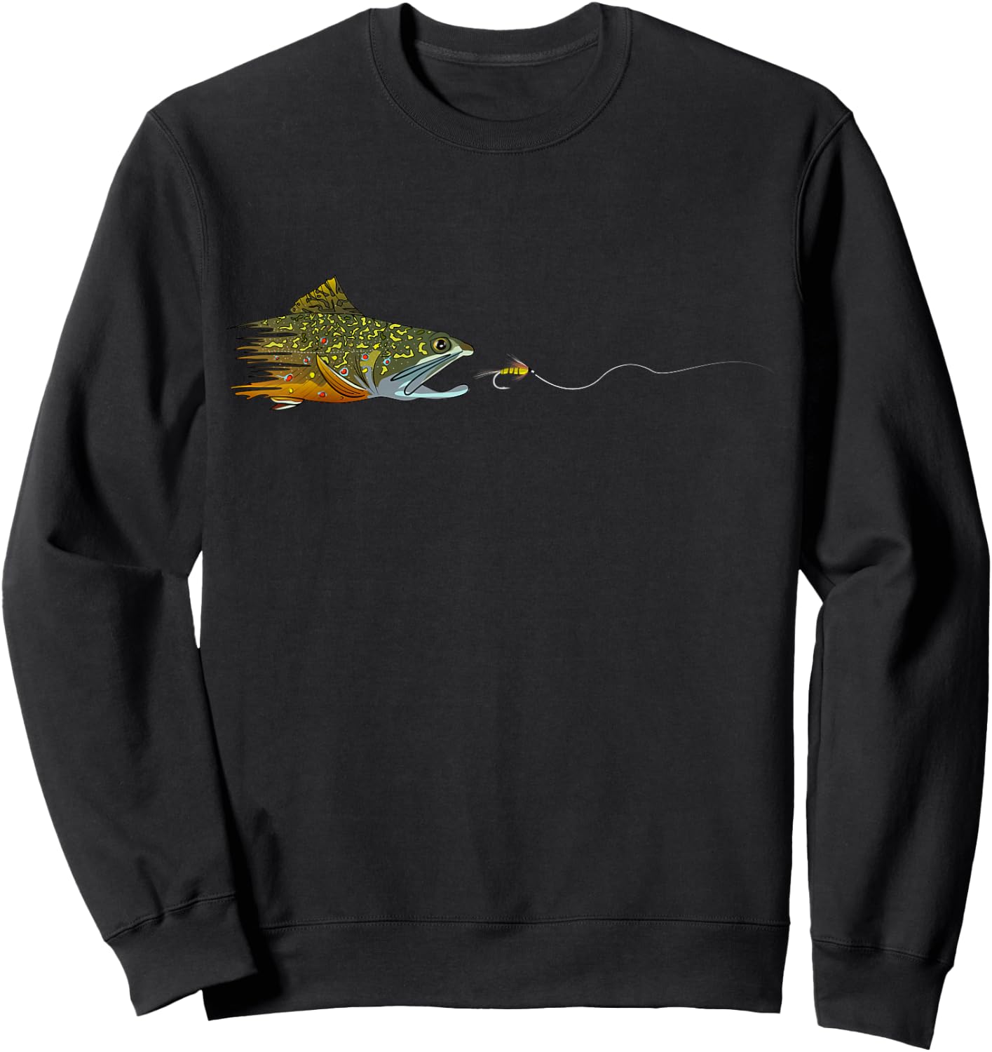 Fly Fishing Brook Trout Dry Fly Tying Fisherman Small Sweatshirt - Sweatshirt | Black