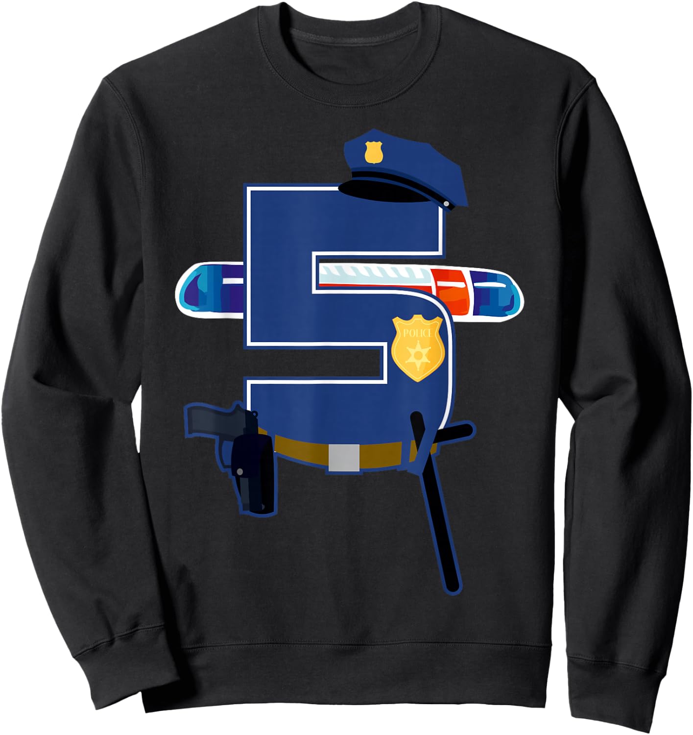 5 Years Old 5th Birthday Police Officer Kids Costume Gift Sweatshirt - Sweatshirt | Black
