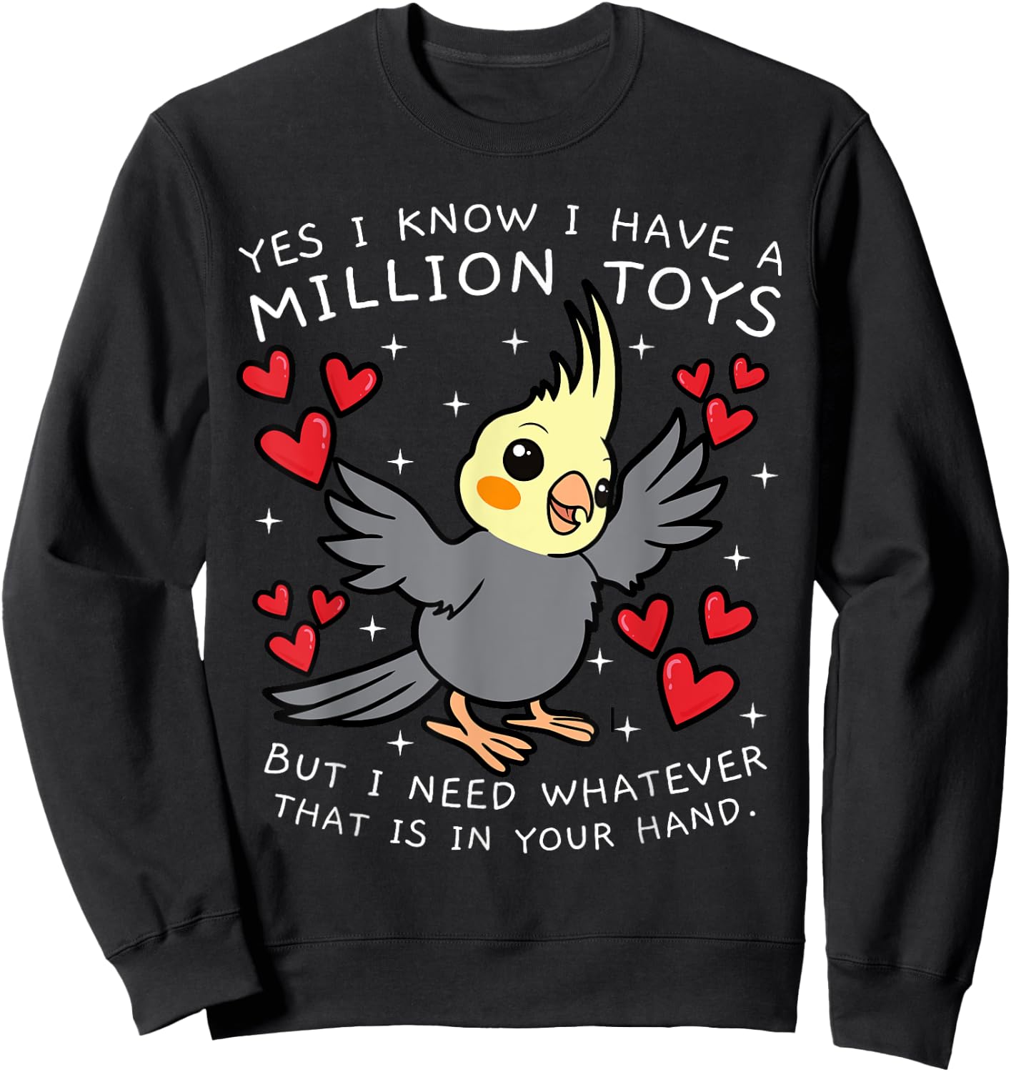 Cockatiel Cockatoo Lutino Parrot Weiro Bird Quarrion Tiel Sweatshirt - Sweatshirt | Black