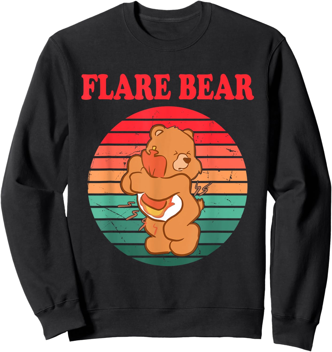 Funny Flare Bear Vintage Apparel Sweatshirt - Sweatshirt | Black