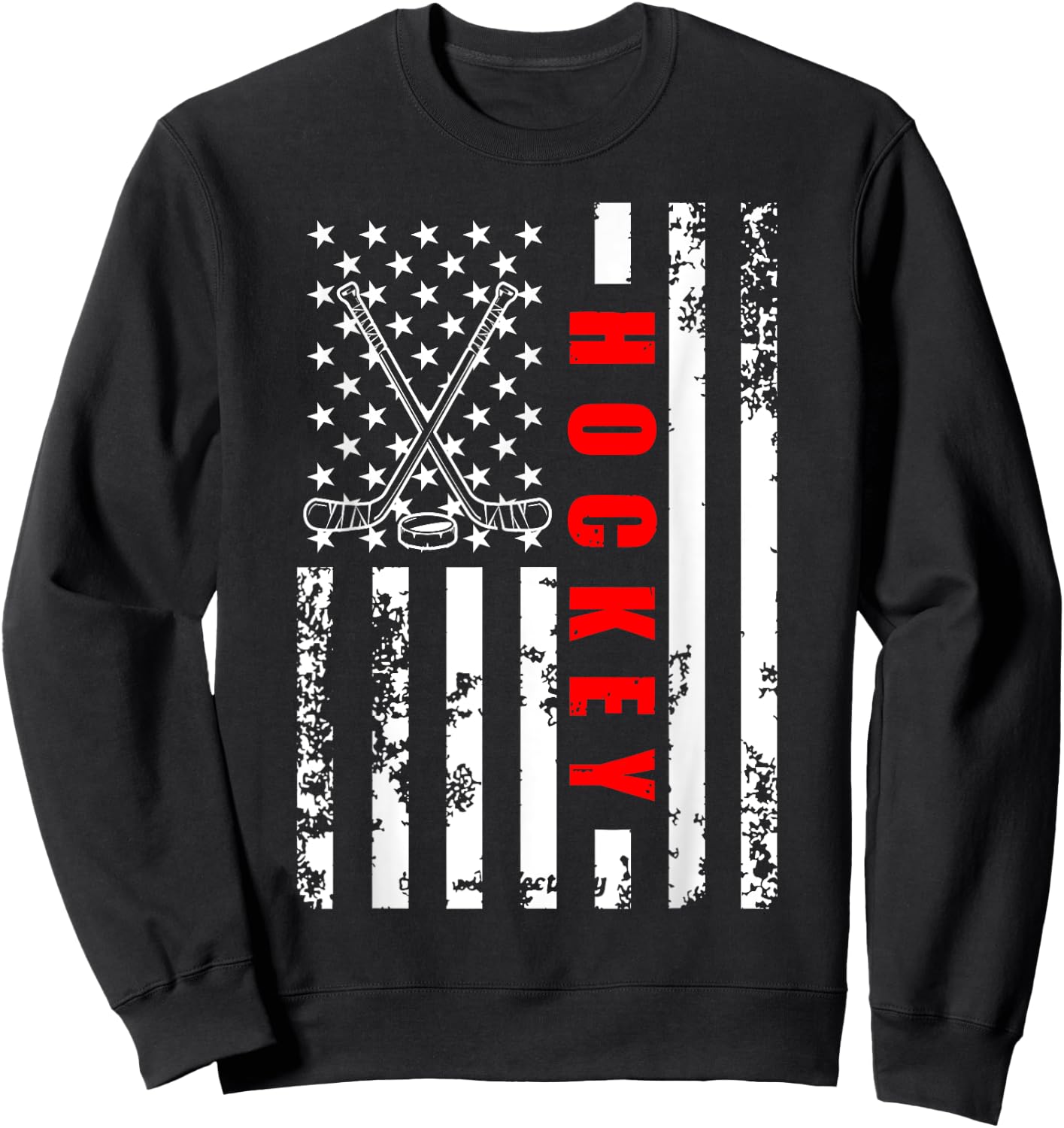US American Flag Hockey Patriotic women kids Hockey Sweatshirt - Sweatshirt | Black