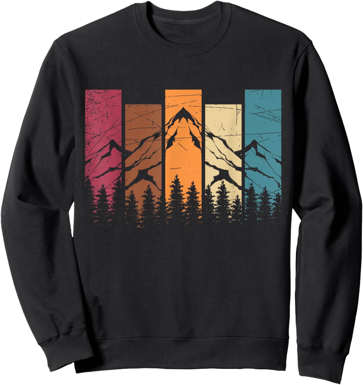 Forest Trees Nature Lovers Hikers Retro Mountains Hiking Sweatshirt - Sweatshirt | Black