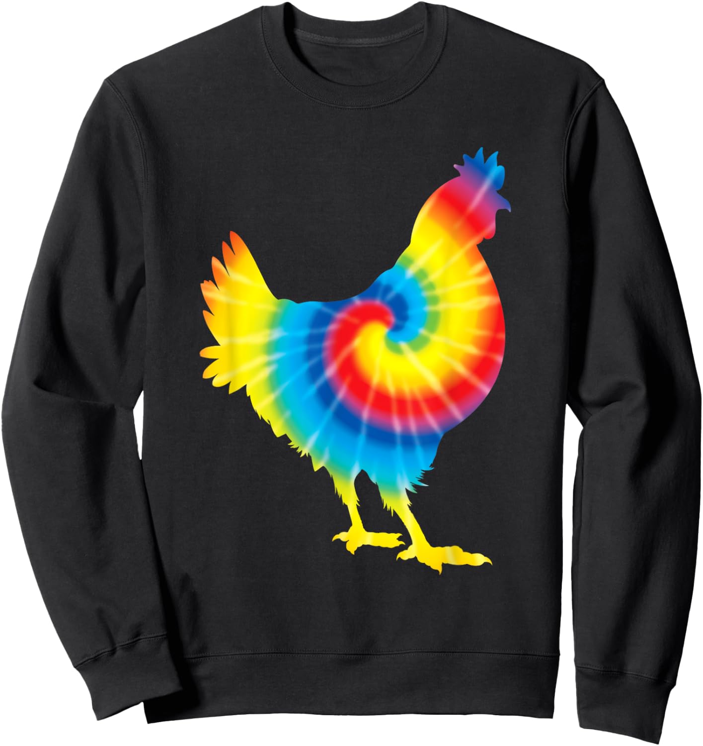 Tie Dye Chicken Rainbow Print Hen Fowl Hippie Peace Gift Sweatshirt - Sweatshirt | Black