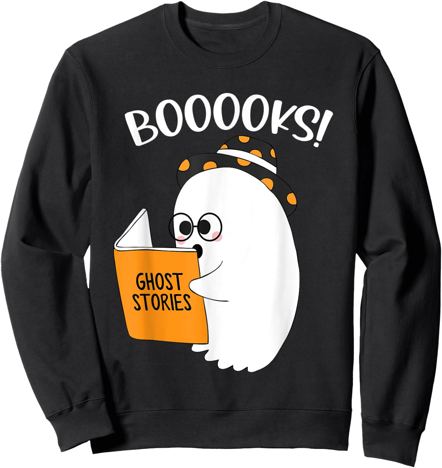 Booooks Funny Ghost Reading Books Halloween Teacher gift Women Sweatshirt - Sweatshirt | Black